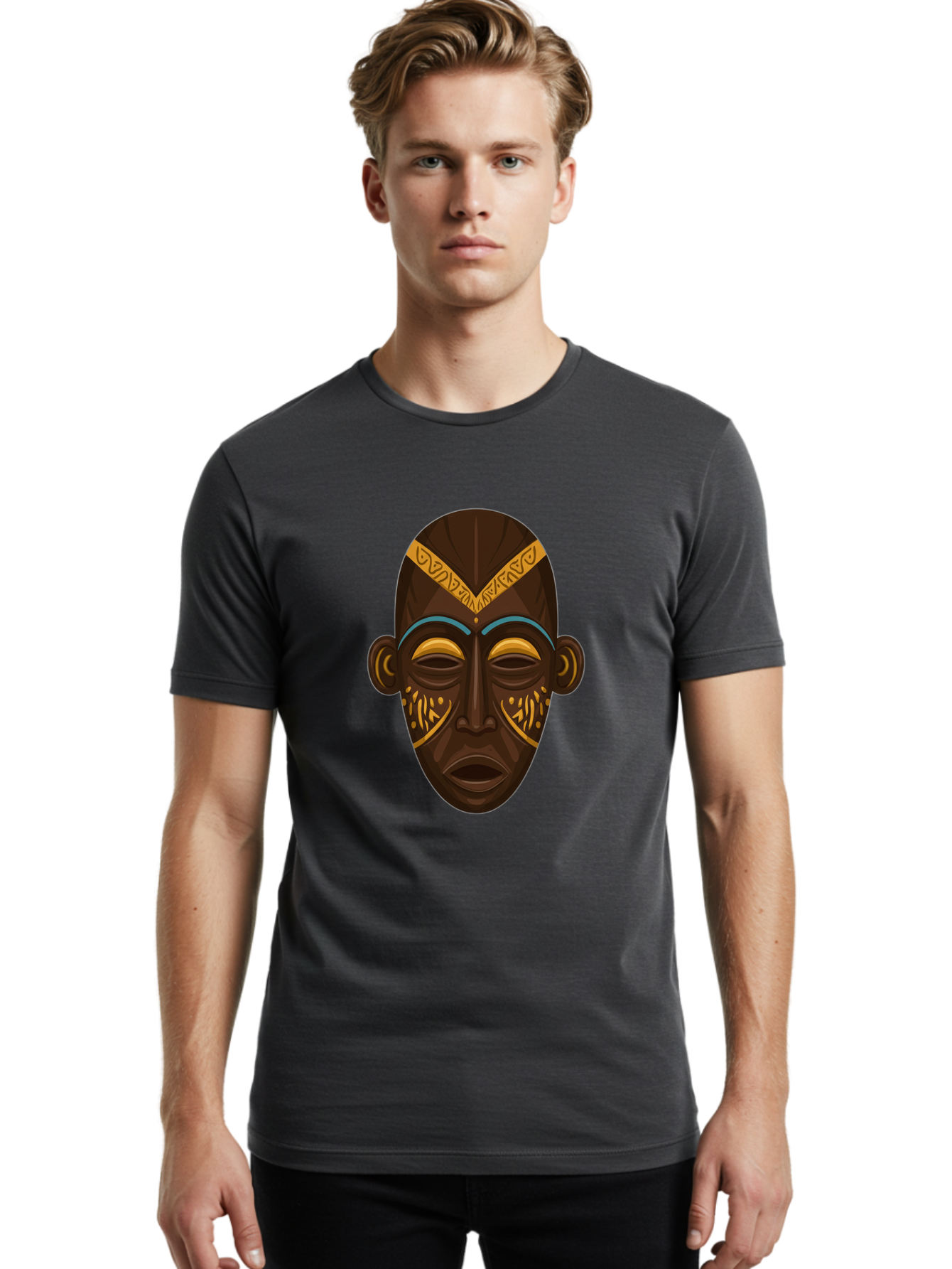 African-Mask Men'S Graphic Tee, 100% Cotton, Comfortable Casual Summer Wear, Machine Washable, Vintage Camera, Old Camera, Antique Camera, Black Camera, Classic Photography, Photography Equipment, Nostalgic Device, Film Camera, Camera Art Bal661