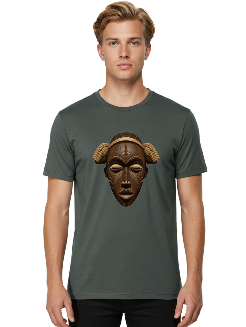 African-Tribal-Mask Men'S Graphic Tee, 100% Cotton, Comfortable Casual Summer Wear, Machine Washable, Vintage Camera, Old Camera, Antique Camera, Black Camera, Classic Photography, Photography Equipment, Nostalgic Device, Film Camera, Bal664