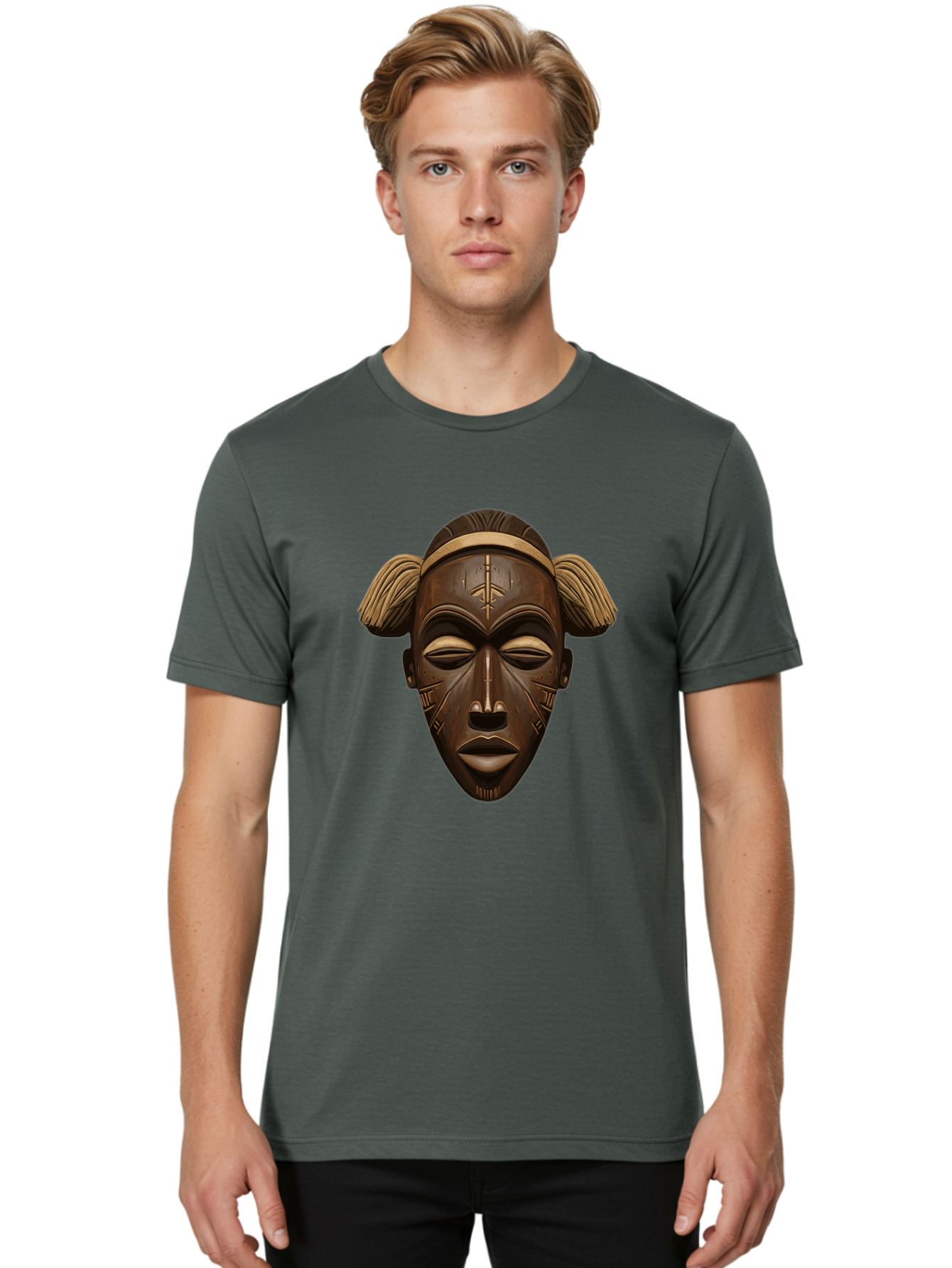 African-Tribal-Mask Men'S Graphic Tee, 100% Cotton, Comfortable Casual Summer Wear, Machine Washable, Vintage Camera, Old Camera, Antique Camera, Black Camera, Classic Photography, Photography Equipment, Nostalgic Device, Film Camera, Bal664