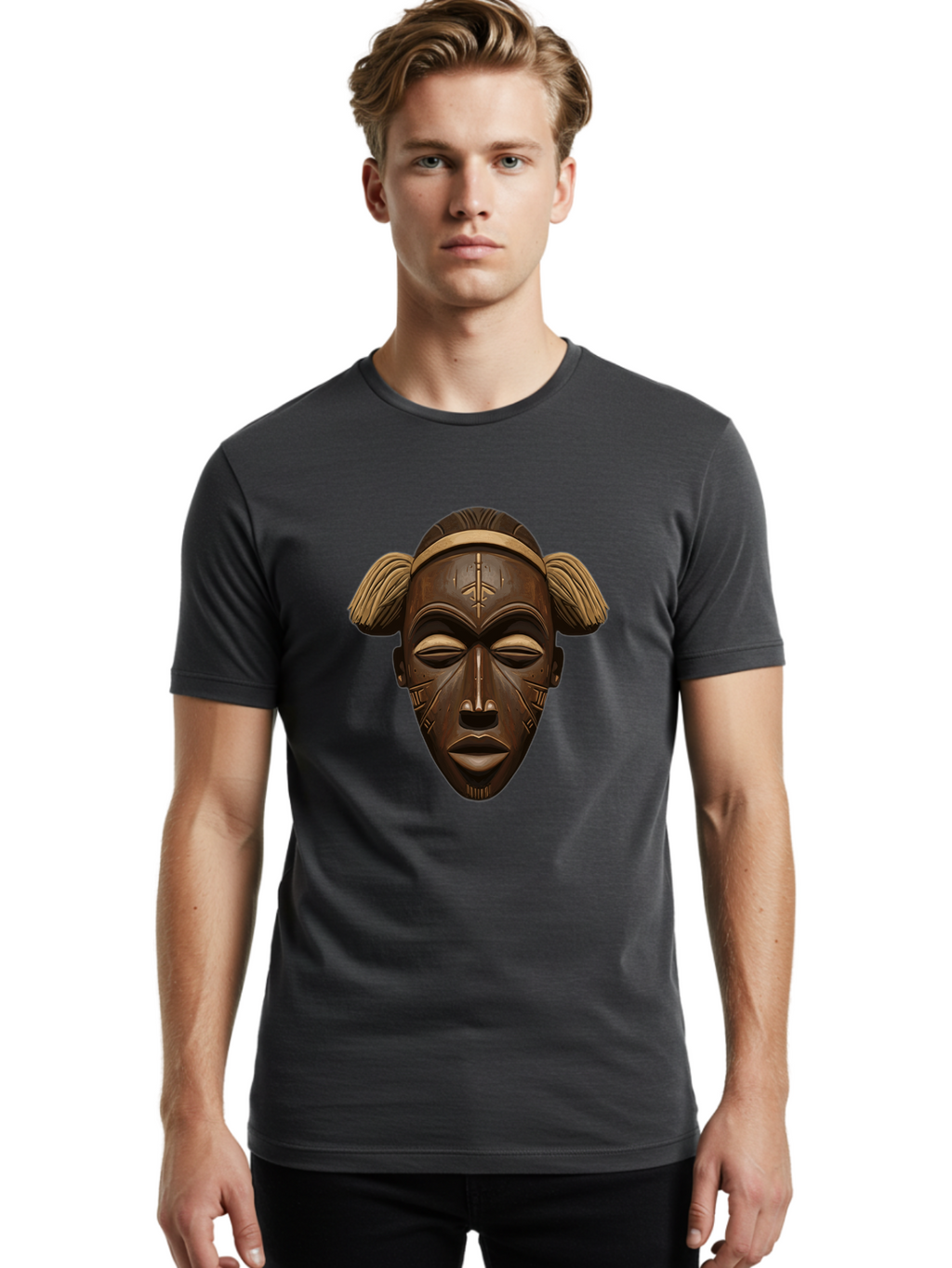 African-Tribal-Mask Men'S Graphic Tee, 100% Cotton, Comfortable Casual Summer Wear, Machine Washable, Vintage Camera, Old Camera, Antique Camera, Black Camera, Classic Photography, Photography Equipment, Nostalgic Device, Film Camera, Bal664
