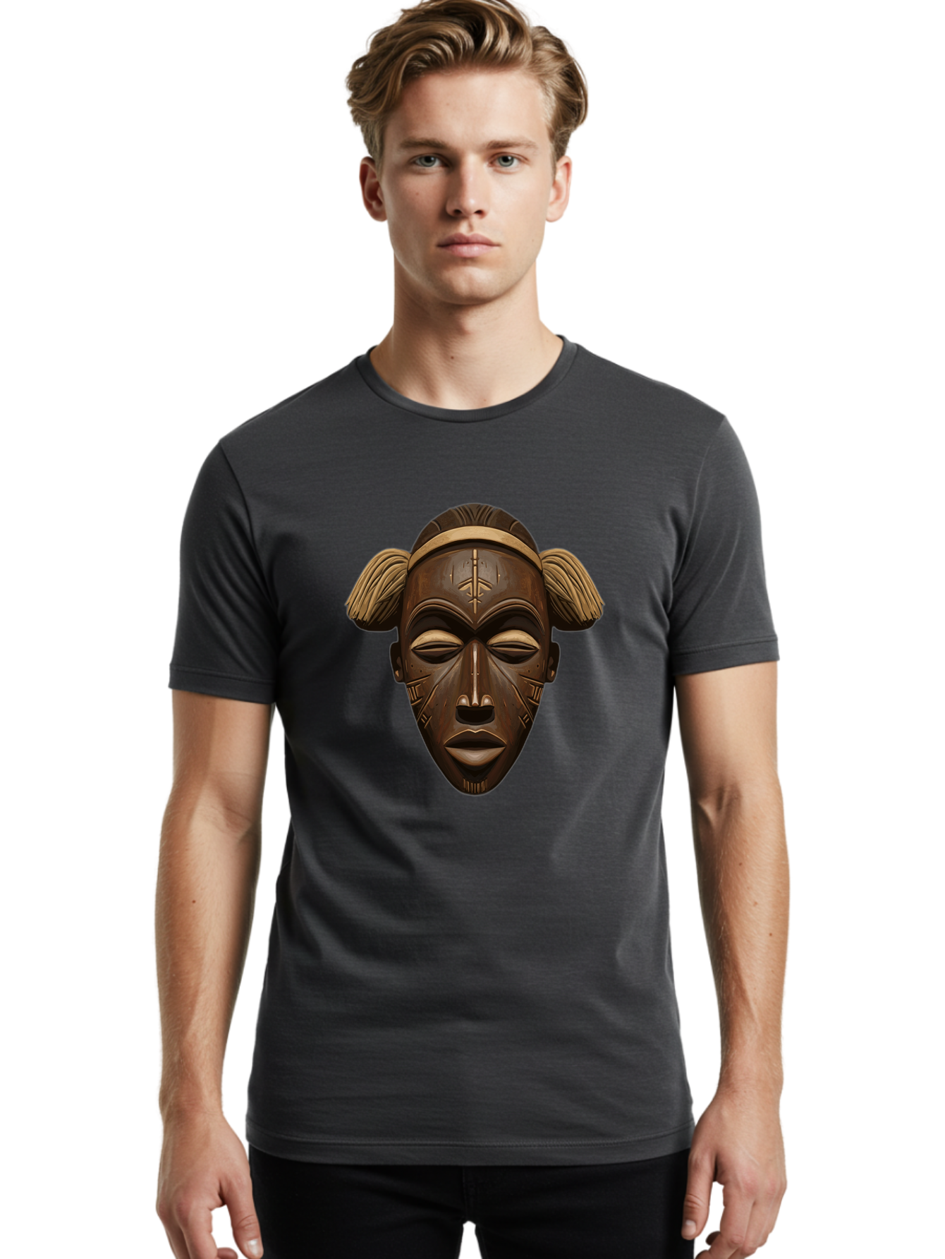 African-Tribal-Mask Men'S Graphic Tee, 100% Cotton, Comfortable Casual Summer Wear, Machine Washable, Vintage Camera, Old Camera, Antique Camera, Black Camera, Classic Photography, Photography Equipment, Nostalgic Device, Film Camera, Bal664