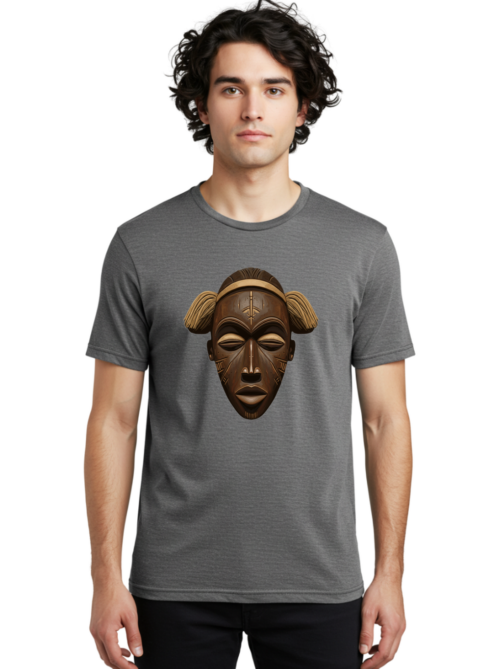 African-Tribal-Mask Men'S Graphic Tee, 100% Cotton, Comfortable Casual Summer Wear, Machine Washable, Vintage Camera, Old Camera, Antique Camera, Black Camera, Classic Photography, Photography Equipment, Nostalgic Device, Film Camera, Bal664
