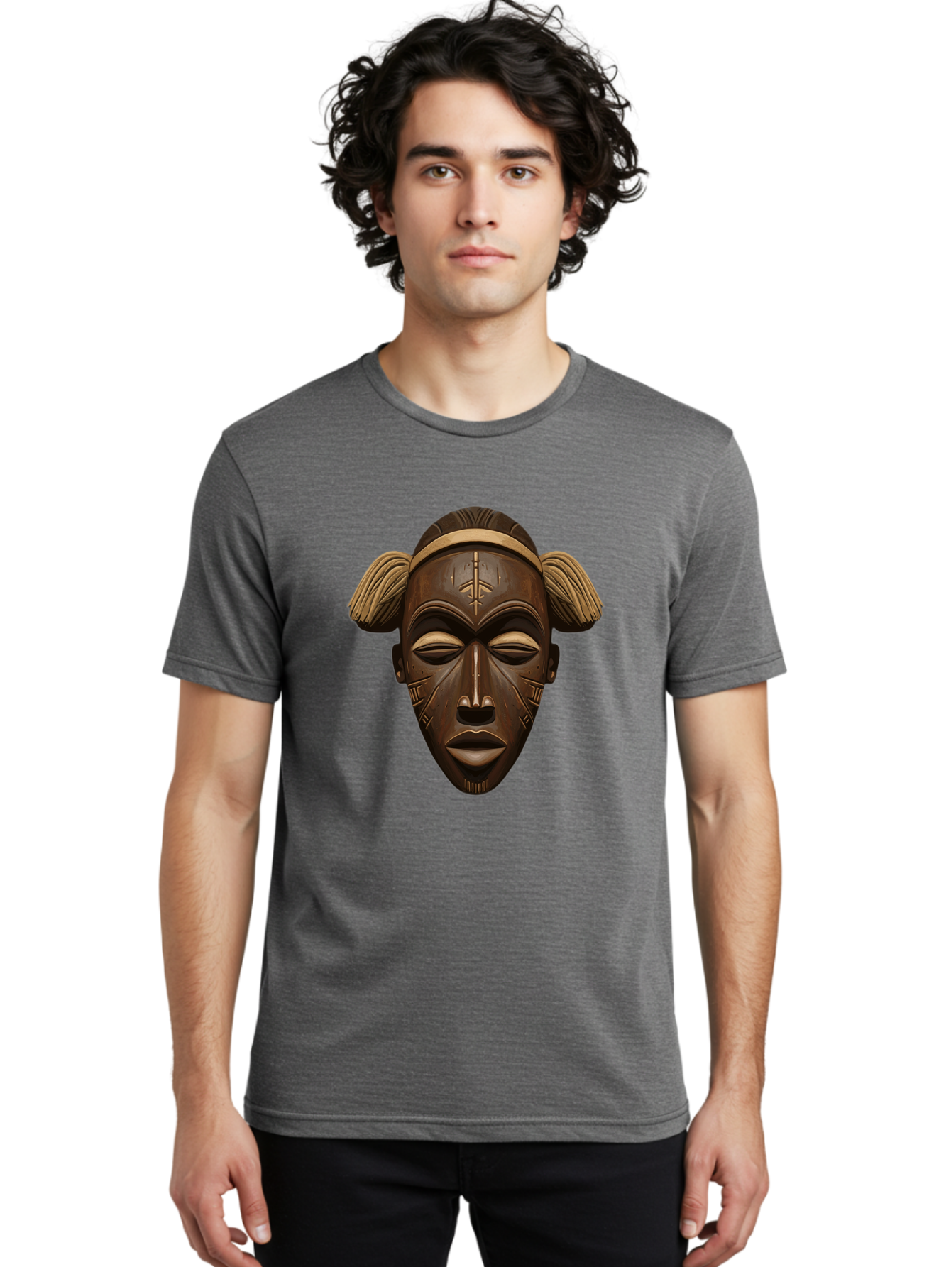 African-Tribal-Mask Men'S Graphic Tee, 100% Cotton, Comfortable Casual Summer Wear, Machine Washable, Vintage Camera, Old Camera, Antique Camera, Black Camera, Classic Photography, Photography Equipment, Nostalgic Device, Film Camera, Bal664