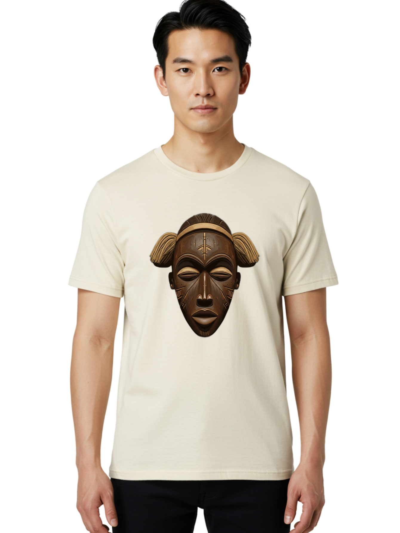 African-Tribal-Mask Men'S Graphic Tee, 100% Cotton, Comfortable Casual Summer Wear, Machine Washable, Vintage Camera, Old Camera, Antique Camera, Black Camera, Classic Photography, Photography Equipment, Nostalgic Device, Film Camera, Bal664