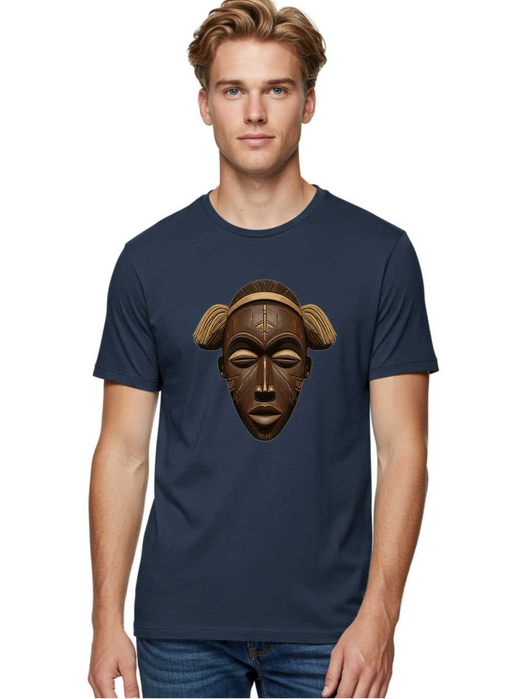 African-Tribal-Mask Men'S Graphic Tee, 100% Cotton, Comfortable Casual Summer Wear, Machine Washable, Vintage Camera, Old Camera, Antique Camera, Black Camera, Classic Photography, Photography Equipment, Nostalgic Device, Film Camera, Bal664