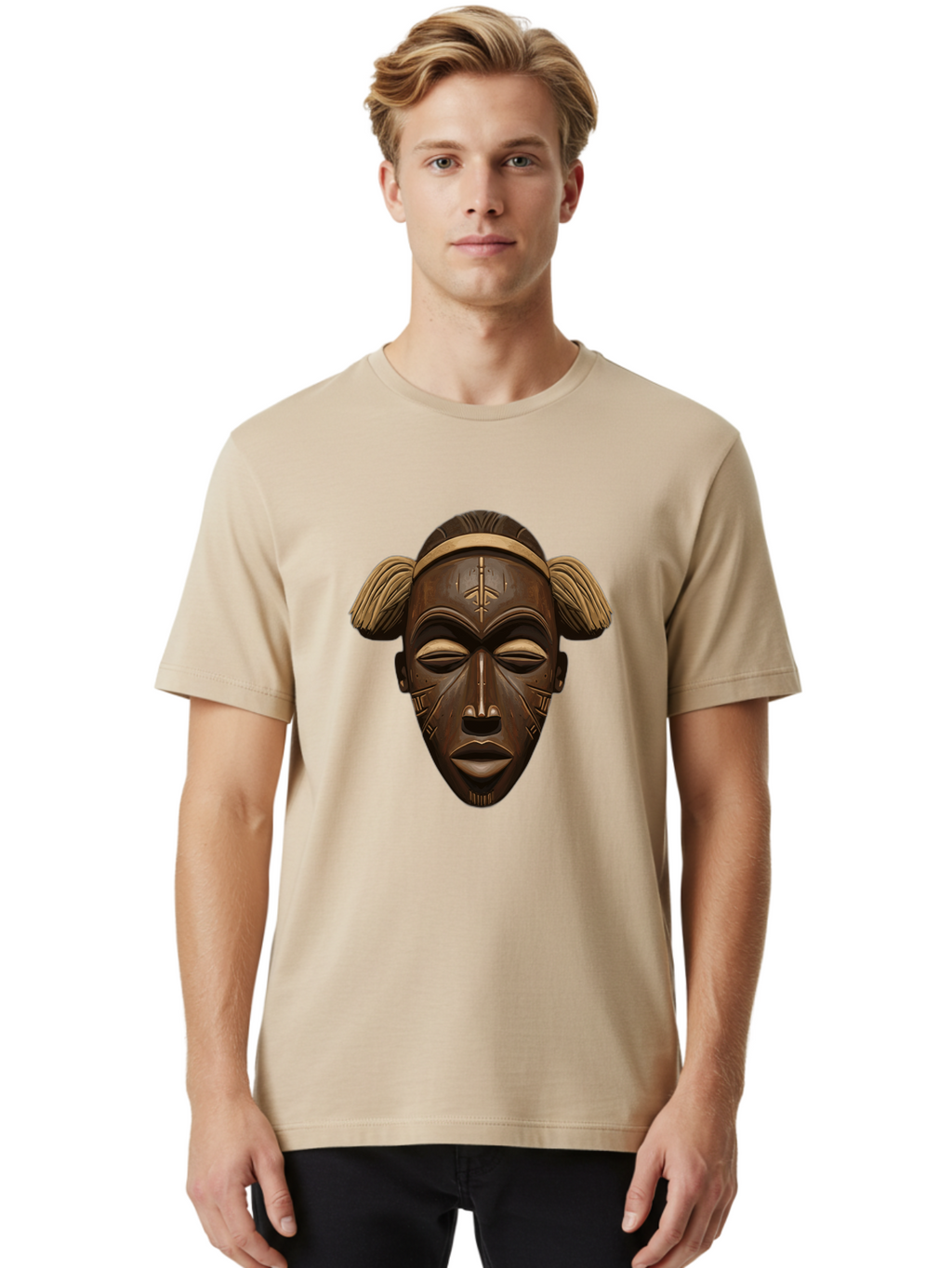 African-Tribal-Mask Men'S Graphic Tee, 100% Cotton, Comfortable Casual Summer Wear, Machine Washable, Vintage Camera, Old Camera, Antique Camera, Black Camera, Classic Photography, Photography Equipment, Nostalgic Device, Film Camera, Bal664