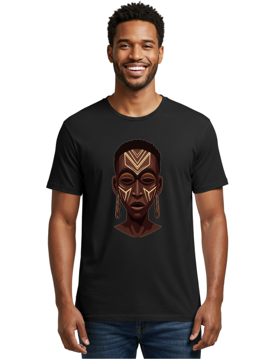 African-Tribal-Portrait Men'S Graphic Tee, 100% Cotton, Comfortable Casual Summer Wear, Machine Washable, Vintage Camera, Old Camera, Antique Camera, Black Camera, Classic Photography, Photography Equipment, Nostalgic Device, Film Camera, Bal665