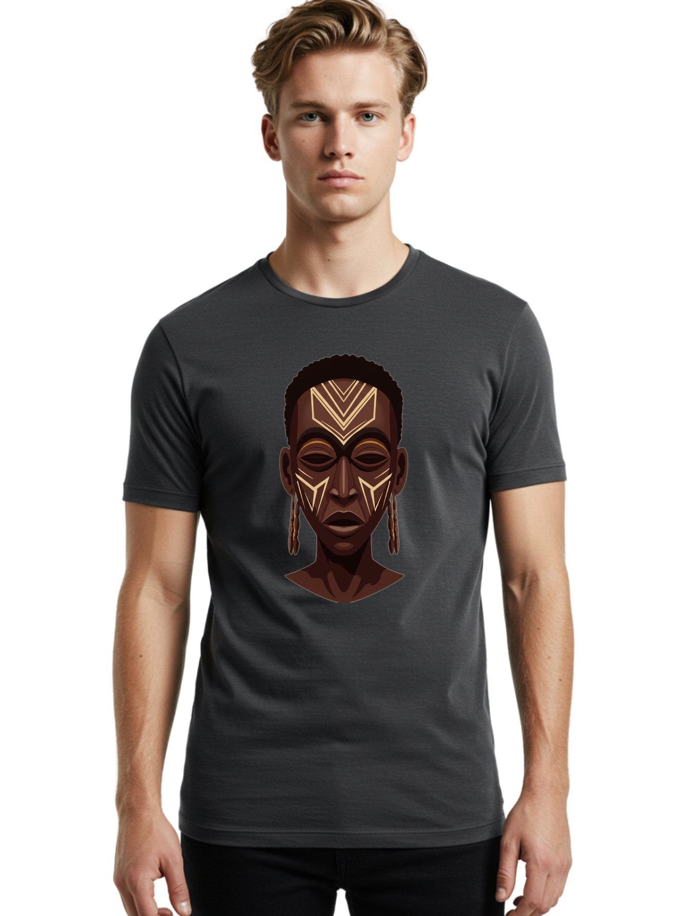 African-Tribal-Portrait Men'S Graphic Tee, 100% Cotton, Comfortable Casual Summer Wear, Machine Washable, Vintage Camera, Old Camera, Antique Camera, Black Camera, Classic Photography, Photography Equipment, Nostalgic Device, Film Camera, Bal665