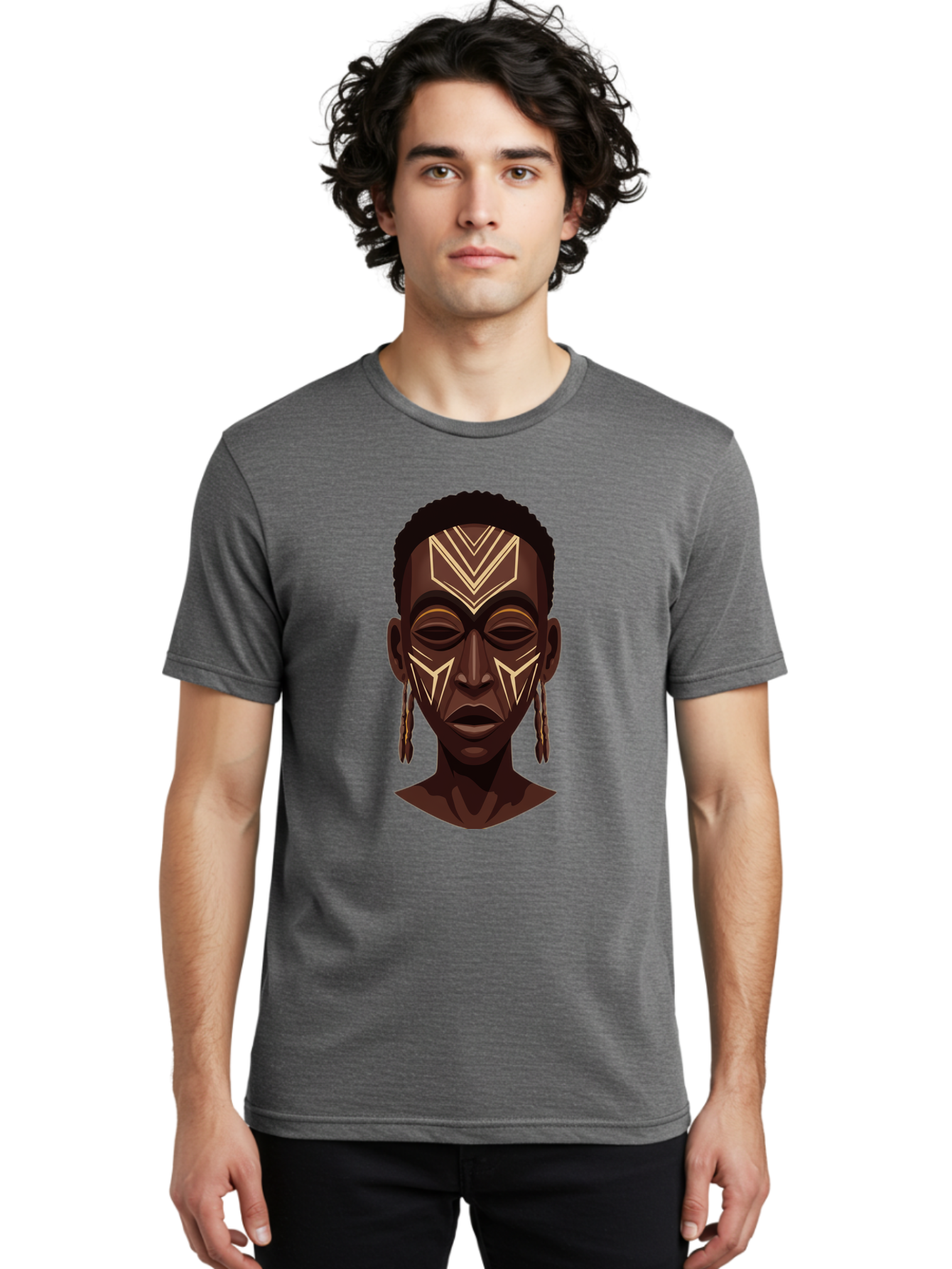 African-Tribal-Portrait Men'S Graphic Tee, 100% Cotton, Comfortable Casual Summer Wear, Machine Washable, Vintage Camera, Old Camera, Antique Camera, Black Camera, Classic Photography, Photography Equipment, Nostalgic Device, Film Camera, Bal665