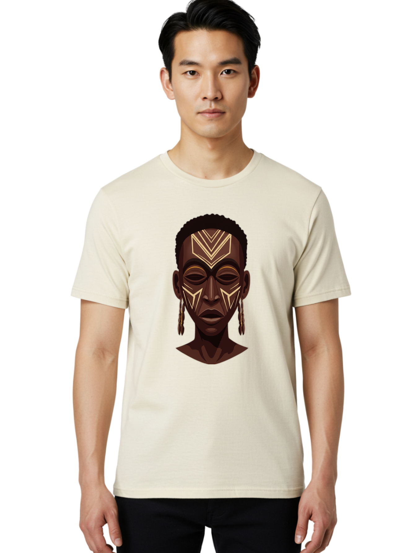African-Tribal-Portrait Men'S Graphic Tee, 100% Cotton, Comfortable Casual Summer Wear, Machine Washable, Vintage Camera, Old Camera, Antique Camera, Black Camera, Classic Photography, Photography Equipment, Nostalgic Device, Film Camera, Bal665