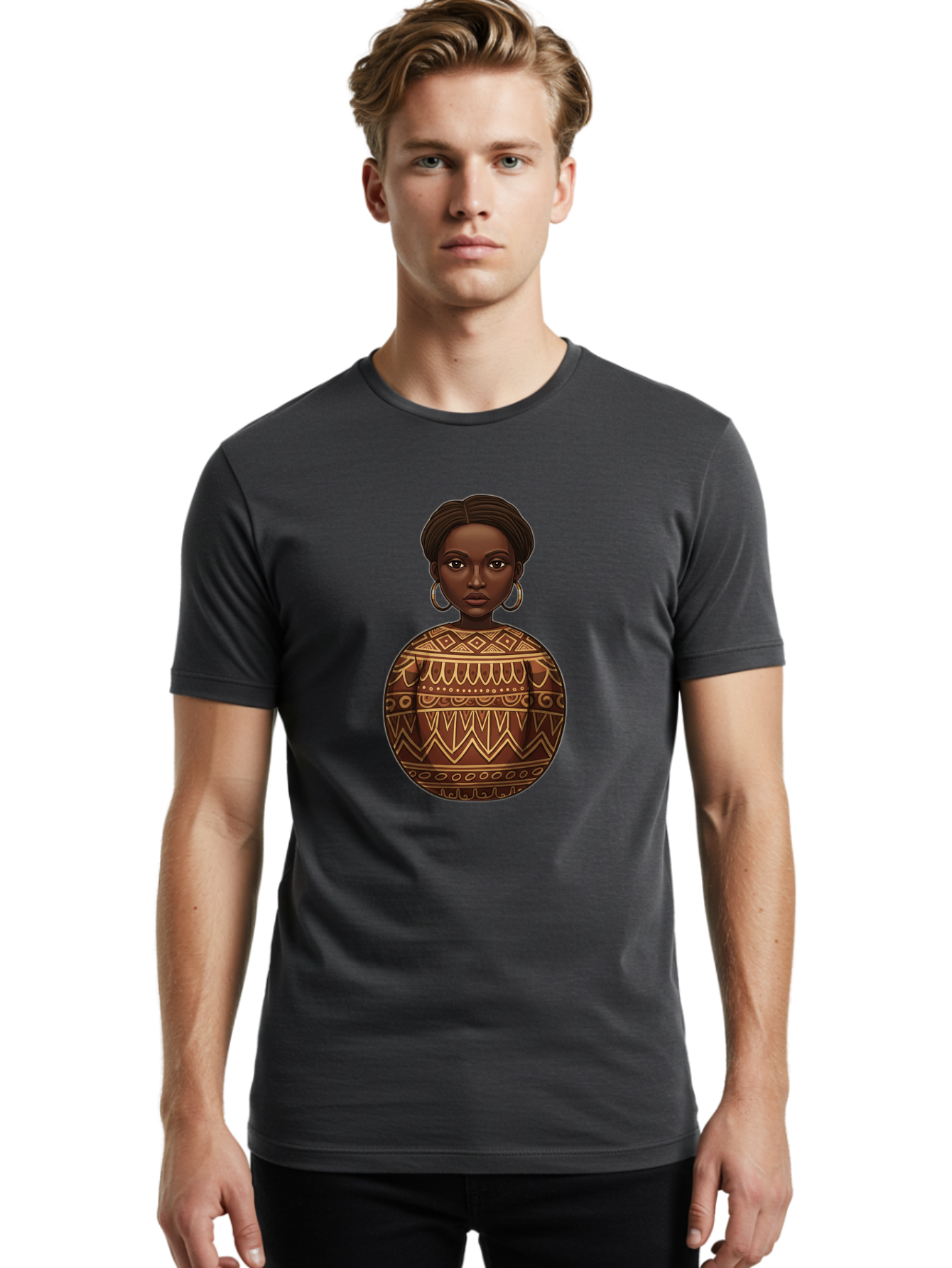 African-Woman-1 Men'S Graphic Tee, 100% Cotton, Comfortable Casual Summer Wear, Machine Washable, Vintage Camera, Old Camera, Antique Camera, Black Camera, Classic Photography, Photography Equipment, Nostalgic Device, Film Camera, Camera Art Bal666