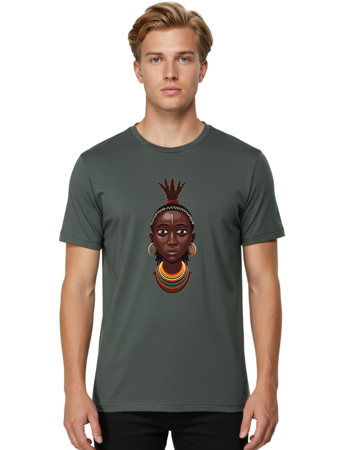 African-Woman-Portrait Men'S Graphic Tee, 100% Cotton, Comfortable Casual Summer Wear, Machine Washable, Vintage Camera, Old Camera, Antique Camera, Black Camera, Classic Photography, Photography Equipment, Nostalgic Device, Film Camera, Bal667
