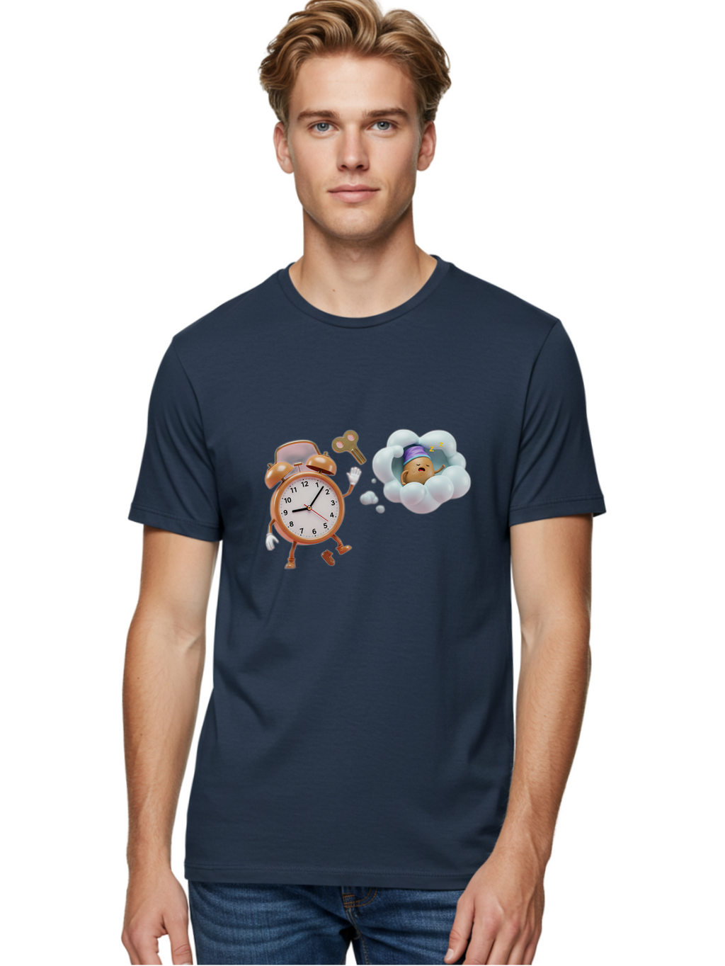 Alarm-Clock-And-Sleep-Cloud Men'S Graphic Tee, 100% Cotton, Comfortable Casual Summer Wear, Machine Washable, Vintage Camera, Old Camera, Antique Camera, Black Camera, Classic Photography, Photography Equipment, Nostalgic Device, Film Camera, Bal672