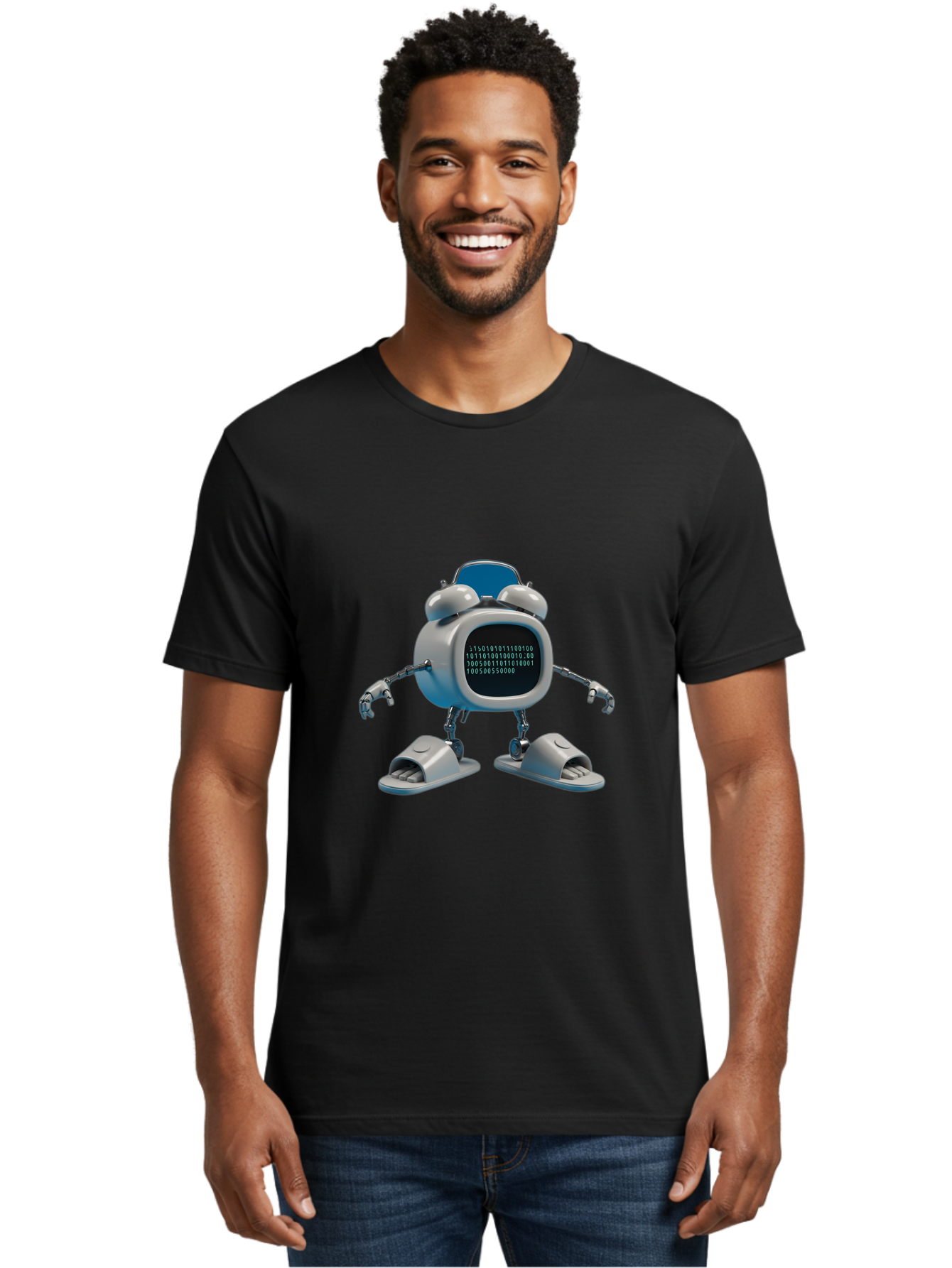 Alarm-Clock-Robot Men'S Graphic Tee, 100% Cotton, Comfortable Casual Summer Wear, Machine Washable, Vintage Camera, Old Camera, Antique Camera, Black Camera, Classic Photography, Photography Equipment, Nostalgic Device, Film Camera, Camera Art Bal674