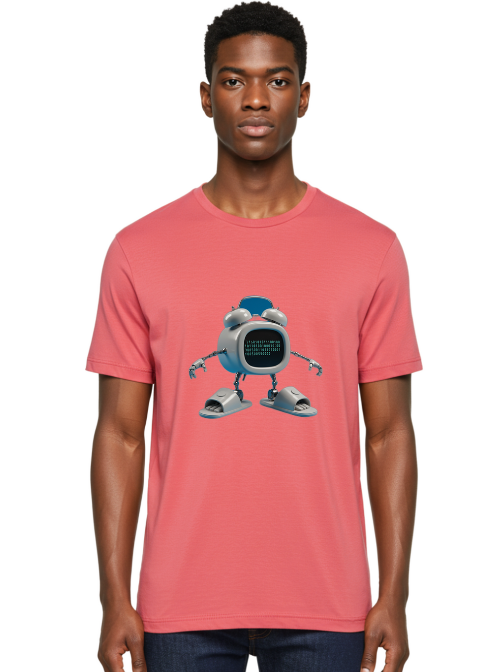 Alarm-Clock-Robot Men'S Graphic Tee, 100% Cotton, Comfortable Casual Summer Wear, Machine Washable, Vintage Camera, Old Camera, Antique Camera, Black Camera, Classic Photography, Photography Equipment, Nostalgic Device, Film Camera, Camera Art Bal674