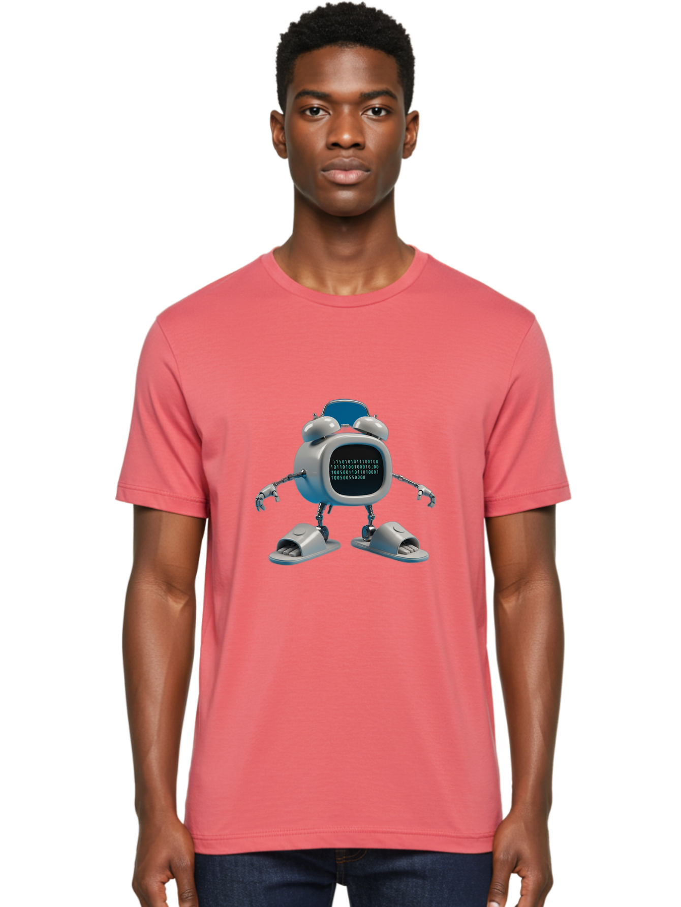 Alarm-Clock-Robot Men'S Graphic Tee, 100% Cotton, Comfortable Casual Summer Wear, Machine Washable, Vintage Camera, Old Camera, Antique Camera, Black Camera, Classic Photography, Photography Equipment, Nostalgic Device, Film Camera, Camera Art Bal674