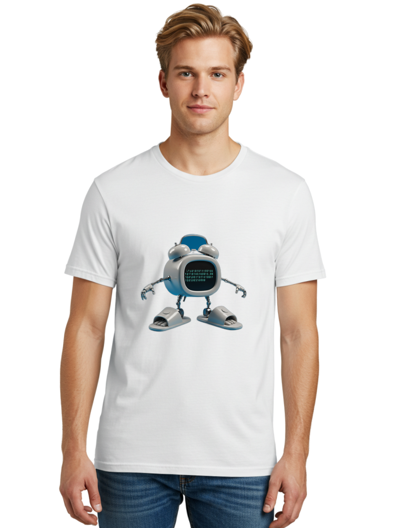 Alarm-Clock-Robot Men'S Graphic Tee, 100% Cotton, Comfortable Casual Summer Wear, Machine Washable, Vintage Camera, Old Camera, Antique Camera, Black Camera, Classic Photography, Photography Equipment, Nostalgic Device, Film Camera, Camera Art Bal674
