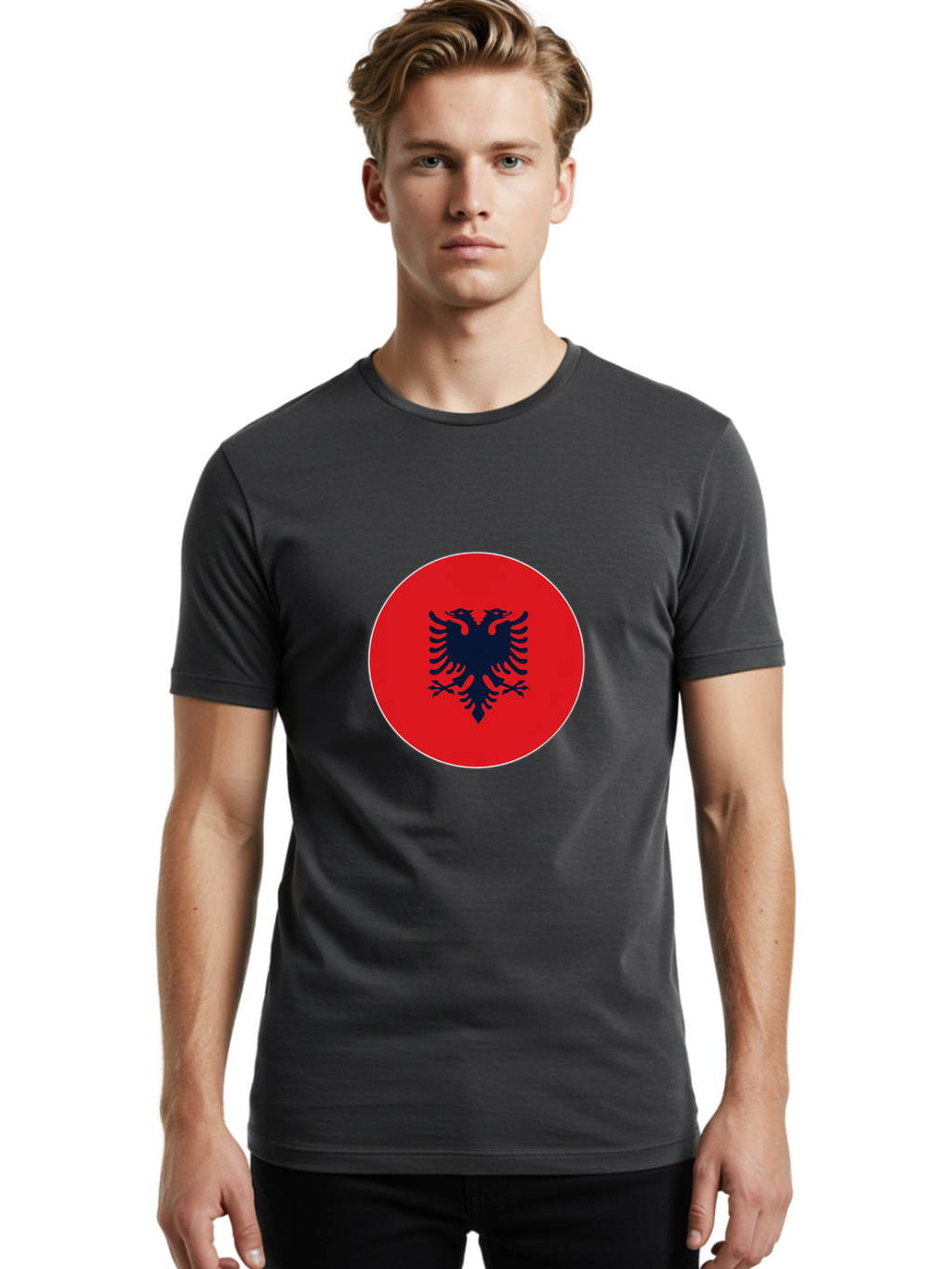 Albanian-Double-Headed-Eagle Men'S Graphic Tee, 100% Cotton, Comfortable Casual Summer Wear, Machine Washable, Vintage Camera, Old Camera, Antique Camera, Black Camera, Classic Photography, Photography Equipment, Nostalgic Device, Film Camera, Bal676