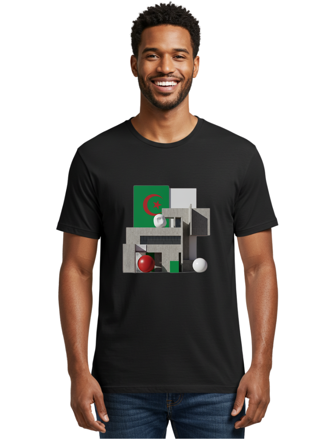 Algeria-Flag-3D-Blocks Men'S Graphic Tee, 100% Cotton, Comfortable Casual Summer Wear, Machine Washable, Vintage Camera, Old Camera, Antique Camera, Black Camera, Classic Photography, Photography Equipment, Nostalgic Device, Film Camera, Bal678
