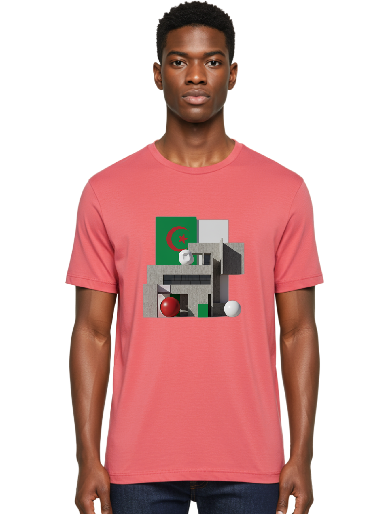 Algeria-Flag-3D-Blocks Men'S Graphic Tee, 100% Cotton, Comfortable Casual Summer Wear, Machine Washable, Vintage Camera, Old Camera, Antique Camera, Black Camera, Classic Photography, Photography Equipment, Nostalgic Device, Film Camera, Bal678