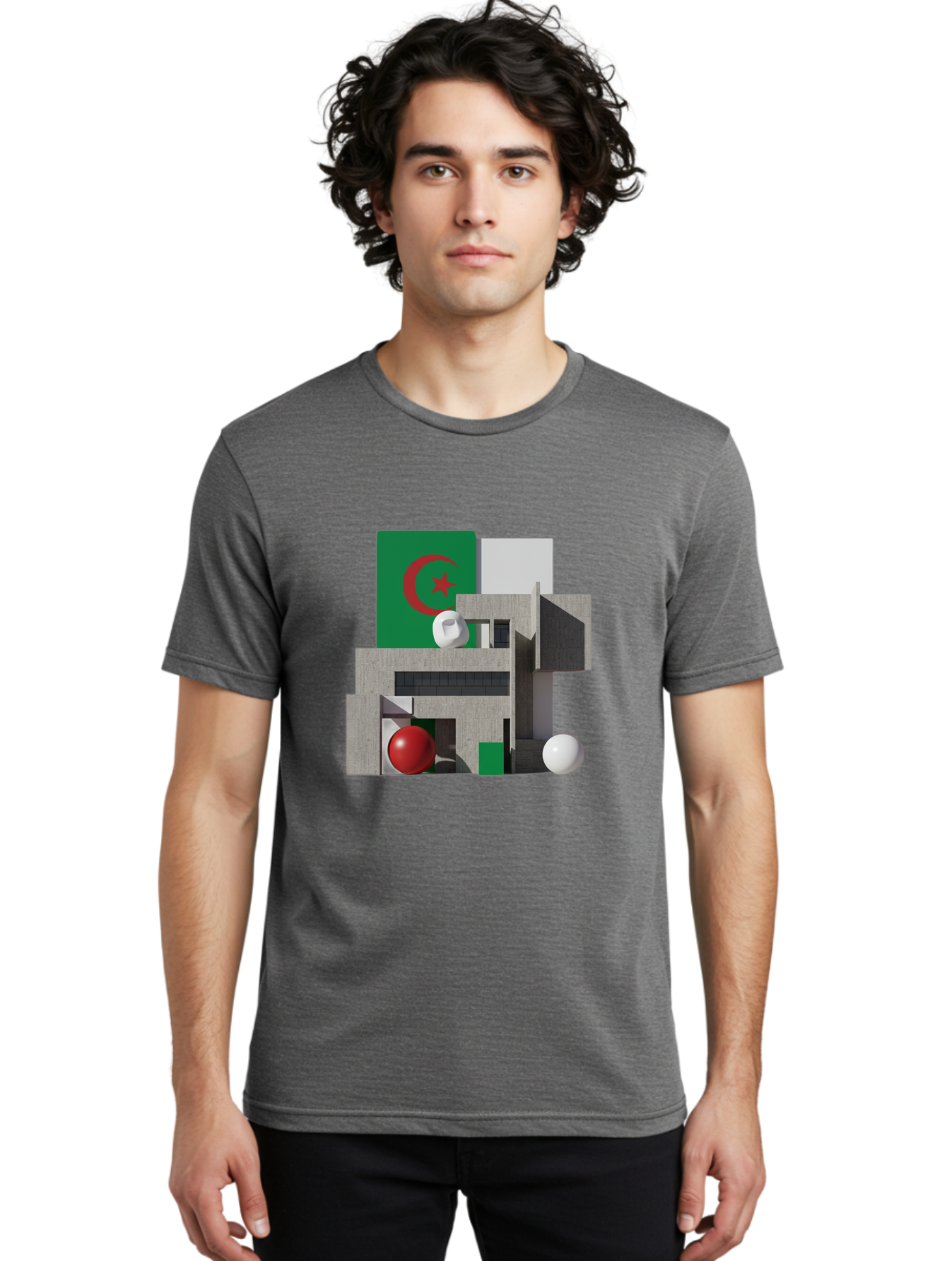 Algeria-Flag-3D-Blocks Men'S Graphic Tee, 100% Cotton, Comfortable Casual Summer Wear, Machine Washable, Vintage Camera, Old Camera, Antique Camera, Black Camera, Classic Photography, Photography Equipment, Nostalgic Device, Film Camera, Bal678