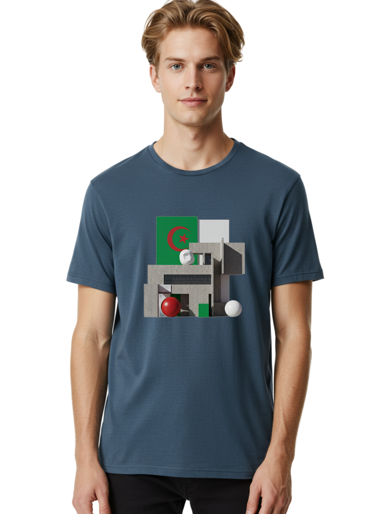 Algeria-Flag-3D-Blocks Men'S Graphic Tee, 100% Cotton, Comfortable Casual Summer Wear, Machine Washable, Vintage Camera, Old Camera, Antique Camera, Black Camera, Classic Photography, Photography Equipment, Nostalgic Device, Film Camera, Bal678