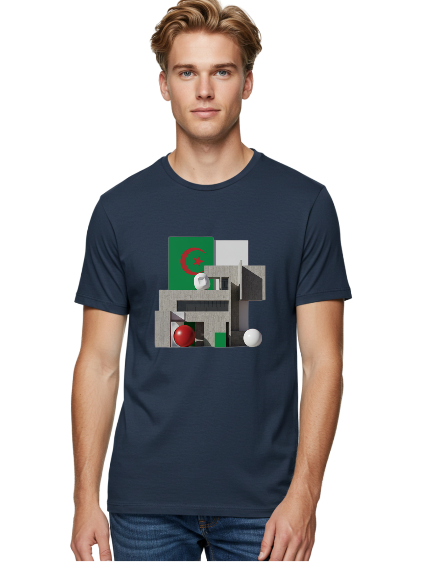 Algeria-Flag-3D-Blocks Men'S Graphic Tee, 100% Cotton, Comfortable Casual Summer Wear, Machine Washable, Vintage Camera, Old Camera, Antique Camera, Black Camera, Classic Photography, Photography Equipment, Nostalgic Device, Film Camera, Bal678