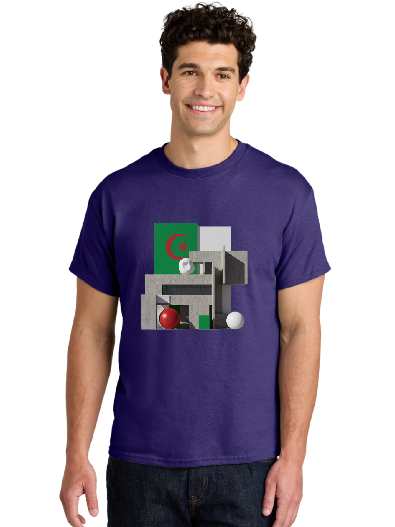 Algeria-Flag-3D-Blocks Men'S Graphic Tee, 100% Cotton, Comfortable Casual Summer Wear, Machine Washable, Vintage Camera, Old Camera, Antique Camera, Black Camera, Classic Photography, Photography Equipment, Nostalgic Device, Film Camera, Bal678