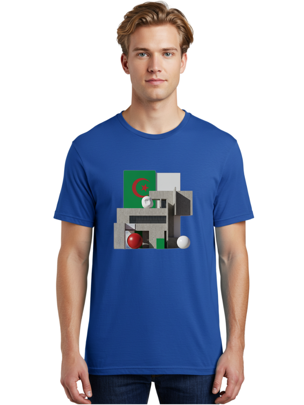 Algeria-Flag-3D-Blocks Men'S Graphic Tee, 100% Cotton, Comfortable Casual Summer Wear, Machine Washable, Vintage Camera, Old Camera, Antique Camera, Black Camera, Classic Photography, Photography Equipment, Nostalgic Device, Film Camera, Bal678