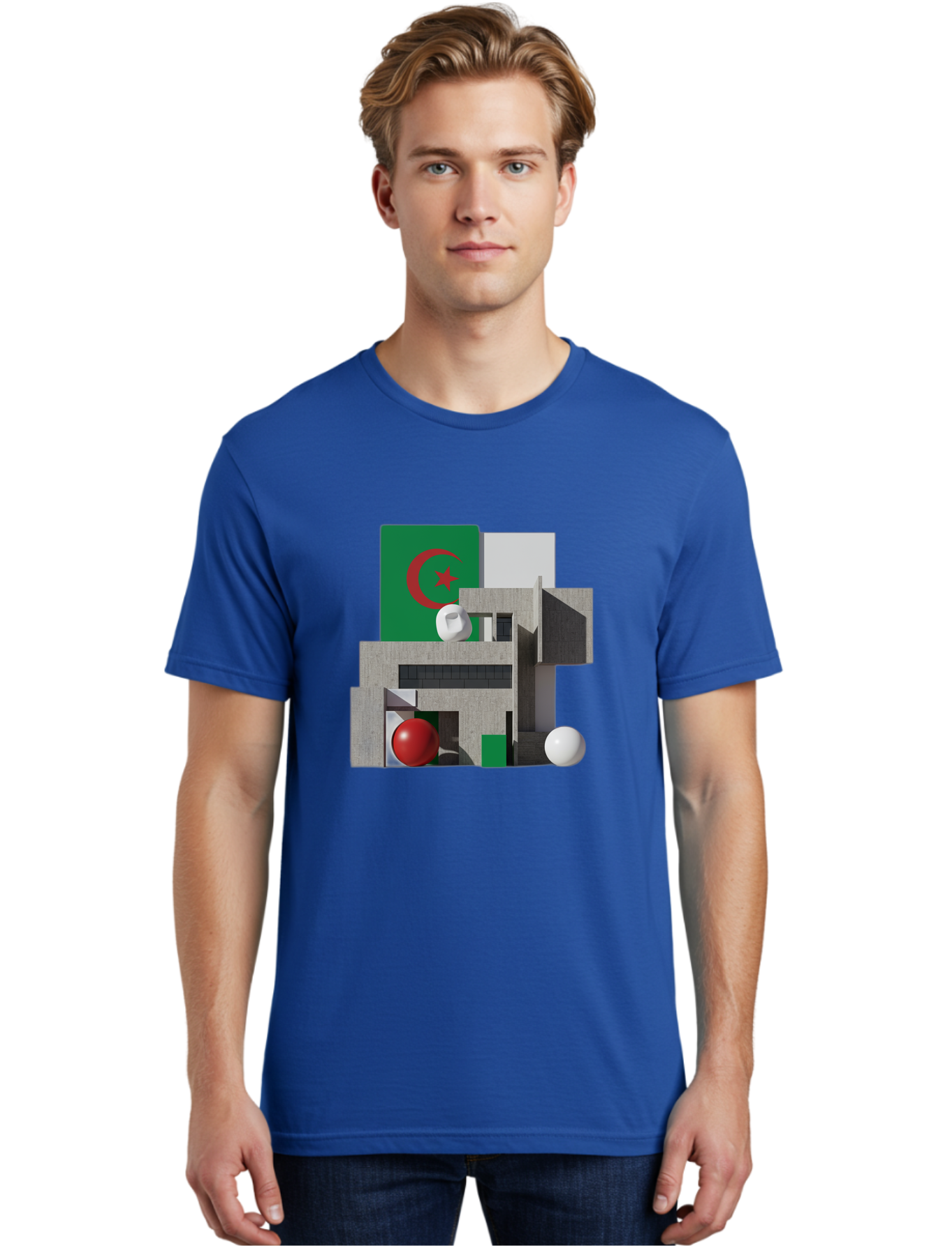 Algeria-Flag-3D-Blocks Men'S Graphic Tee, 100% Cotton, Comfortable Casual Summer Wear, Machine Washable, Vintage Camera, Old Camera, Antique Camera, Black Camera, Classic Photography, Photography Equipment, Nostalgic Device, Film Camera, Bal678