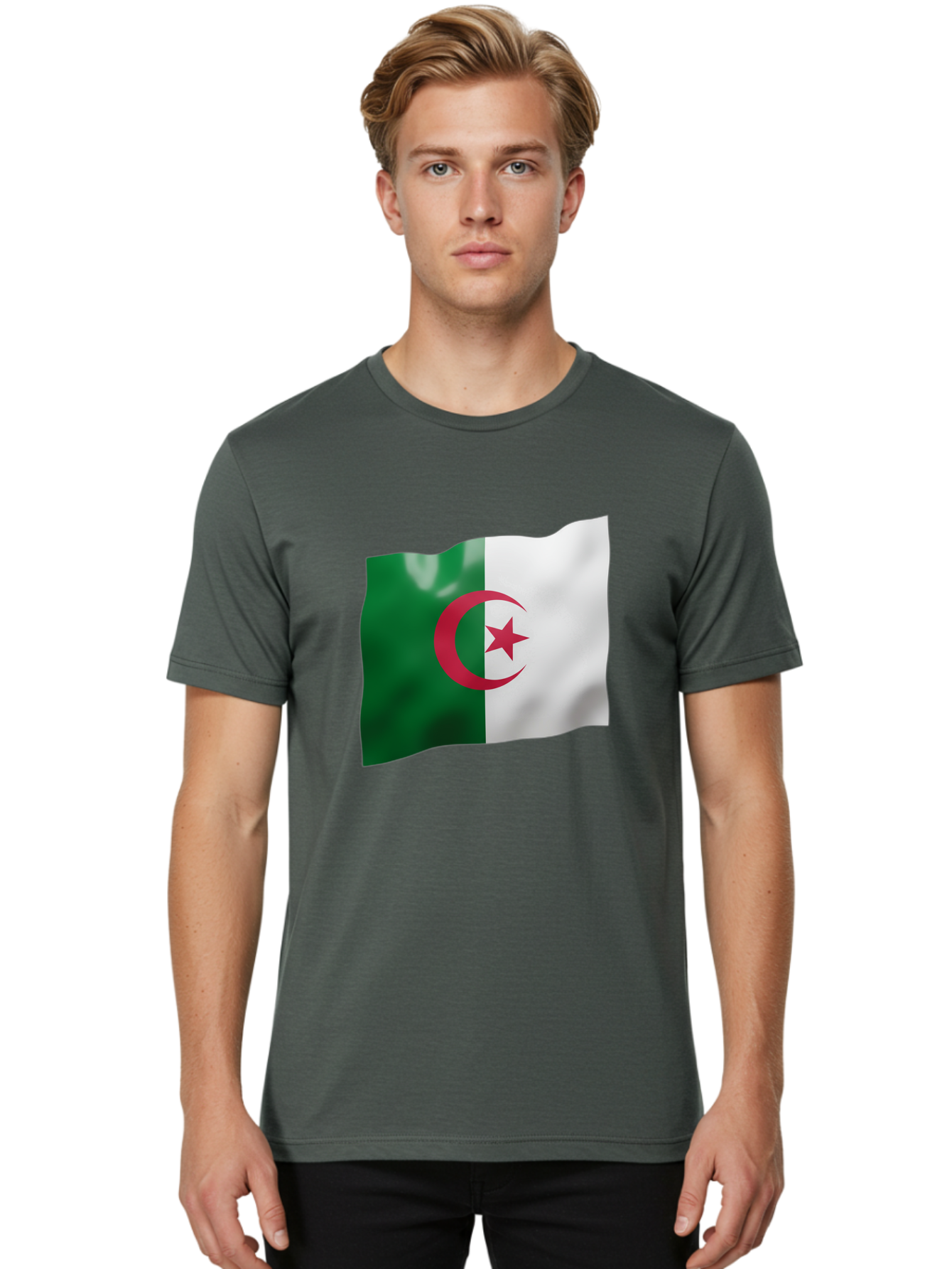 Algeria-Flag Men'S Graphic Tee, 100% Cotton, Comfortable Casual Summer Wear, Machine Washable, Vintage Camera, Old Camera, Antique Camera, Black Camera, Classic Photography, Photography Equipment, Nostalgic Device, Film Camera, Camera Art Bal680