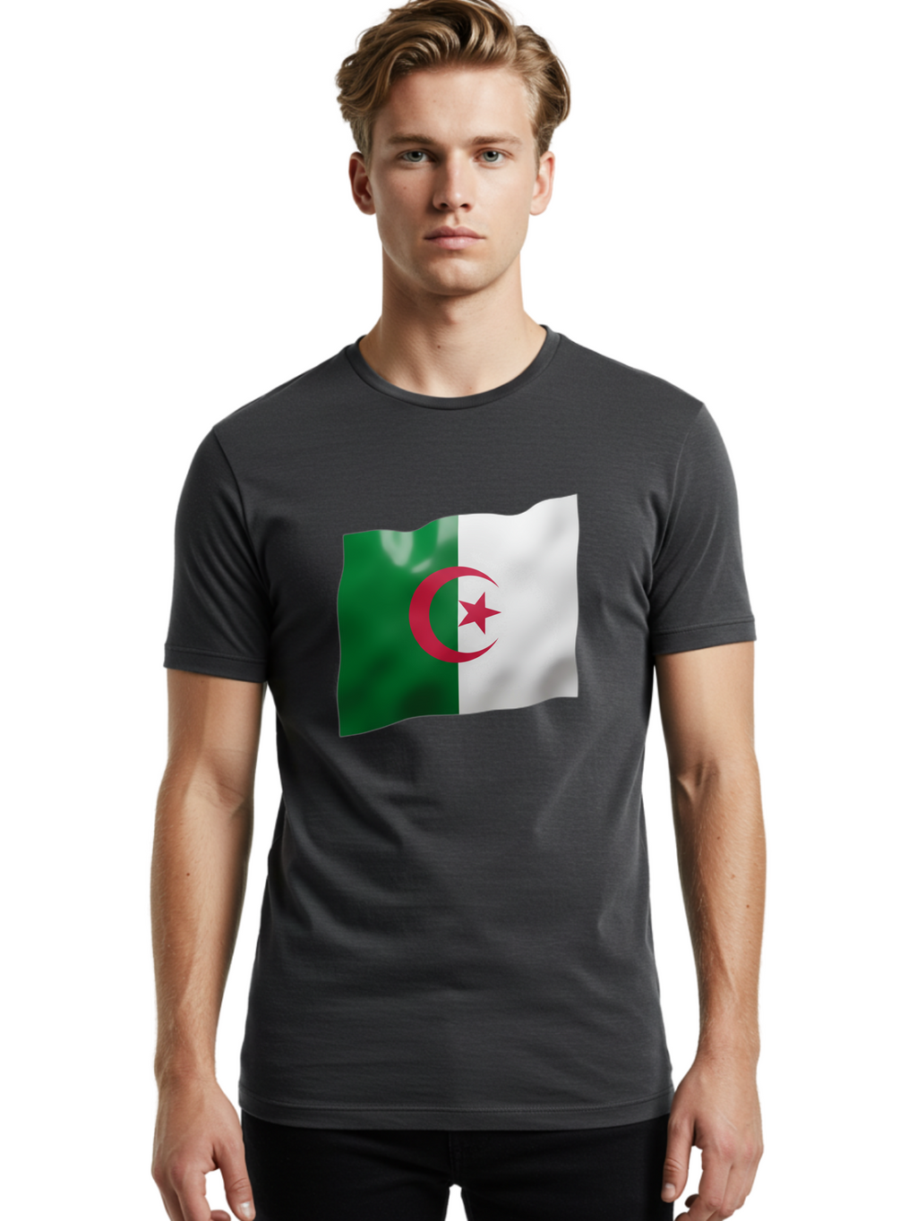Algeria-Flag Men'S Graphic Tee, 100% Cotton, Comfortable Casual Summer Wear, Machine Washable, Vintage Camera, Old Camera, Antique Camera, Black Camera, Classic Photography, Photography Equipment, Nostalgic Device, Film Camera, Camera Art Bal680