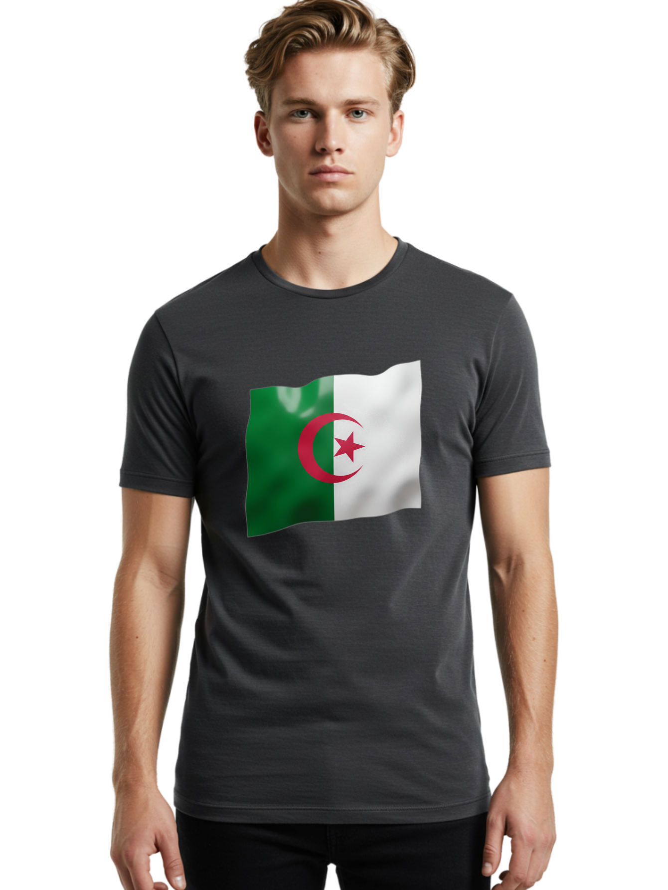 Algeria-Flag Men'S Graphic Tee, 100% Cotton, Comfortable Casual Summer Wear, Machine Washable, Vintage Camera, Old Camera, Antique Camera, Black Camera, Classic Photography, Photography Equipment, Nostalgic Device, Film Camera, Camera Art Bal680