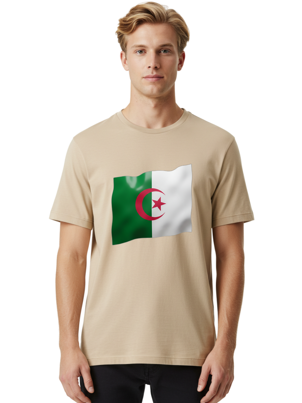 Algeria-Flag Men'S Graphic Tee, 100% Cotton, Comfortable Casual Summer Wear, Machine Washable, Vintage Camera, Old Camera, Antique Camera, Black Camera, Classic Photography, Photography Equipment, Nostalgic Device, Film Camera, Camera Art Bal680