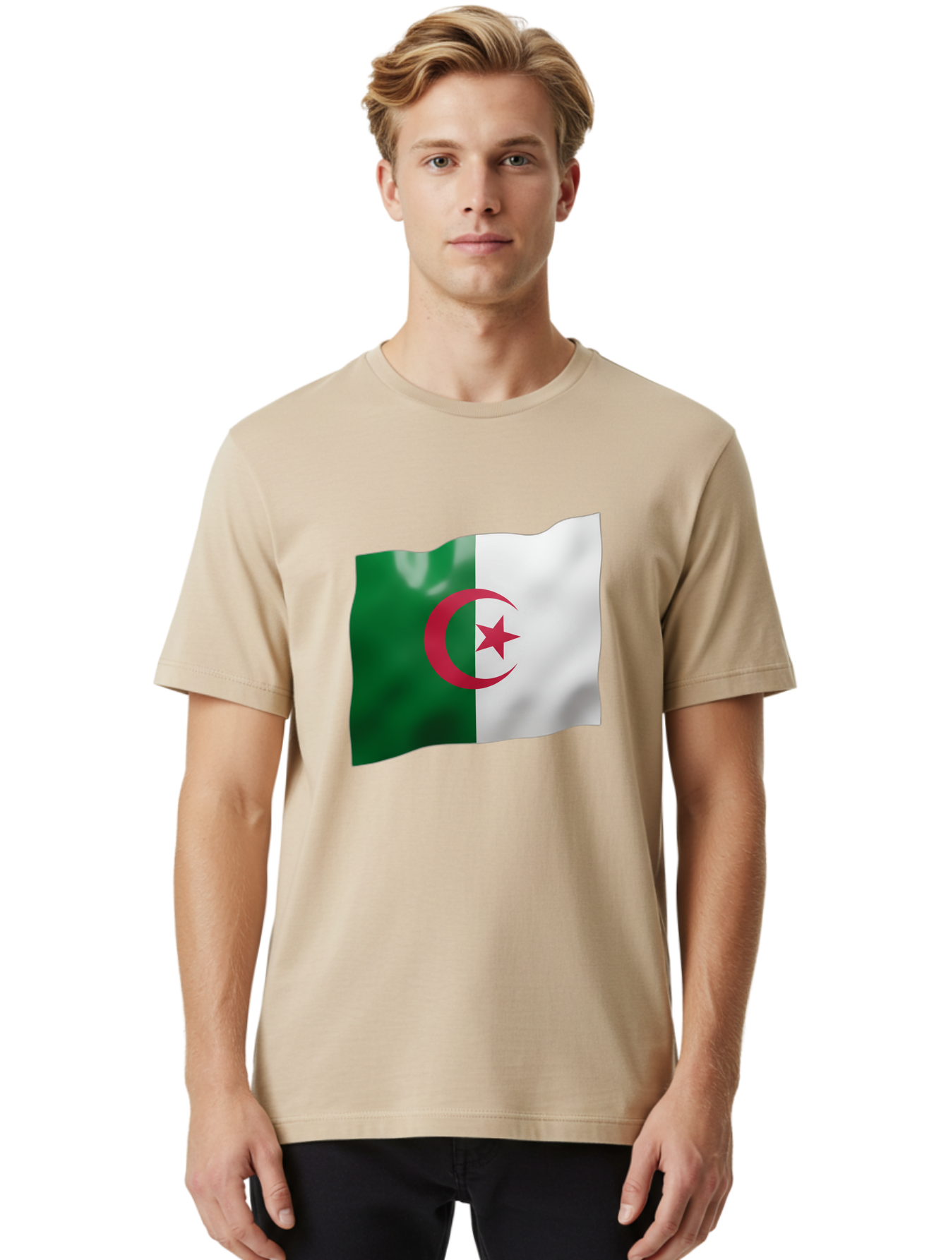 Algeria-Flag Men'S Graphic Tee, 100% Cotton, Comfortable Casual Summer Wear, Machine Washable, Vintage Camera, Old Camera, Antique Camera, Black Camera, Classic Photography, Photography Equipment, Nostalgic Device, Film Camera, Camera Art Bal680