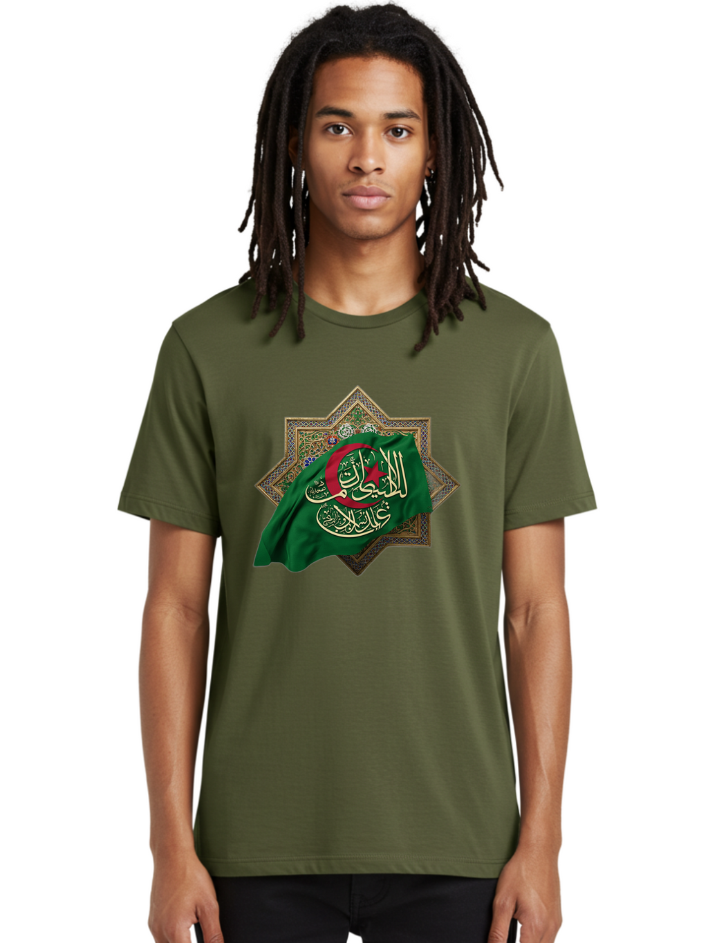 Algerian-Flag-With-Arabic-Calligraphy Men'S Graphic Tee, 100% Cotton, Comfortable Casual Summer Wear, Machine Washable, Vintage Camera, Old Camera, Antique Camera, Black Camera, Classic Photography, Photography Equipment, Nostalgic Device, Bal683