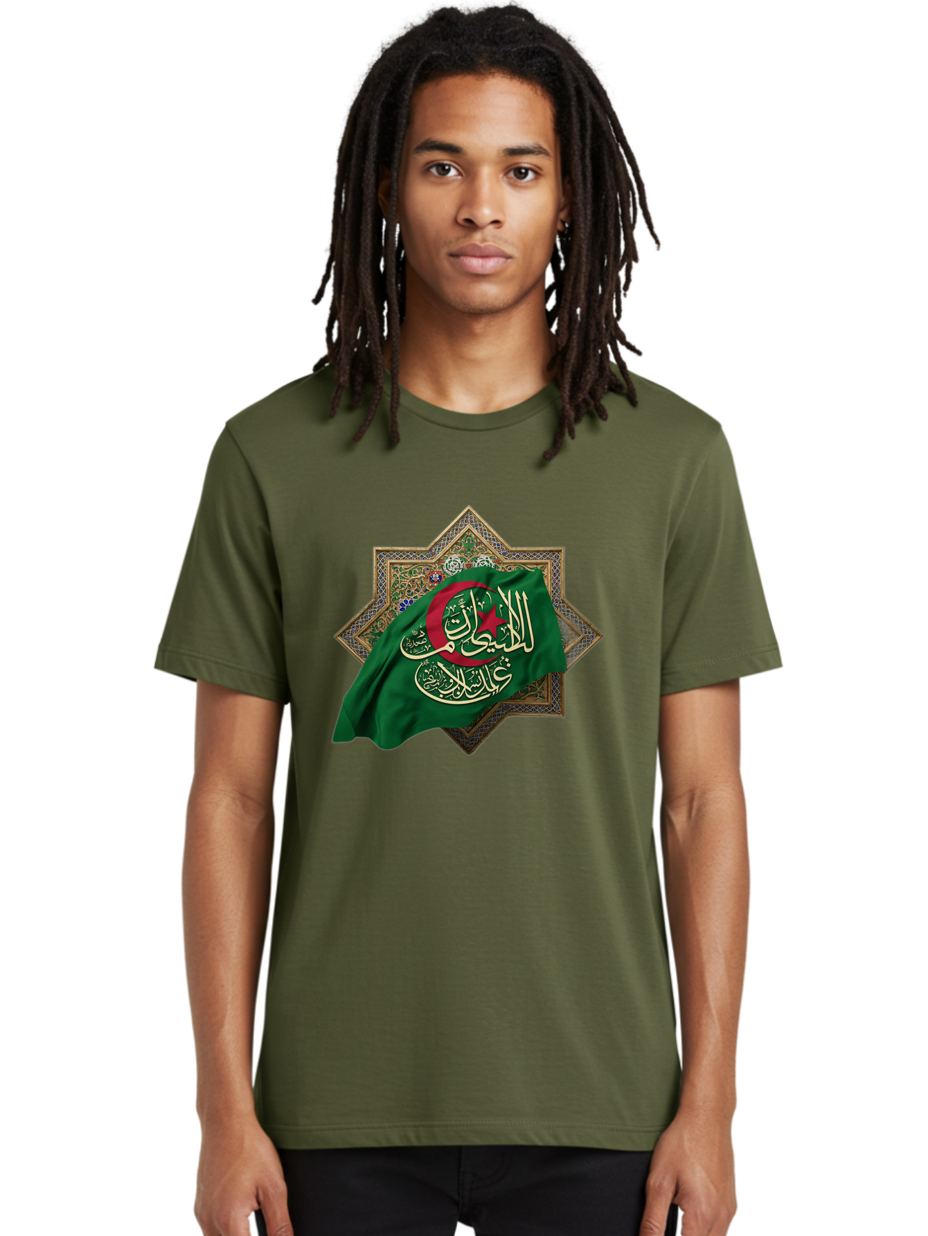 Algerian-Flag-With-Arabic-Calligraphy Men'S Graphic Tee, 100% Cotton, Comfortable Casual Summer Wear, Machine Washable, Vintage Camera, Old Camera, Antique Camera, Black Camera, Classic Photography, Photography Equipment, Nostalgic Device, Bal683