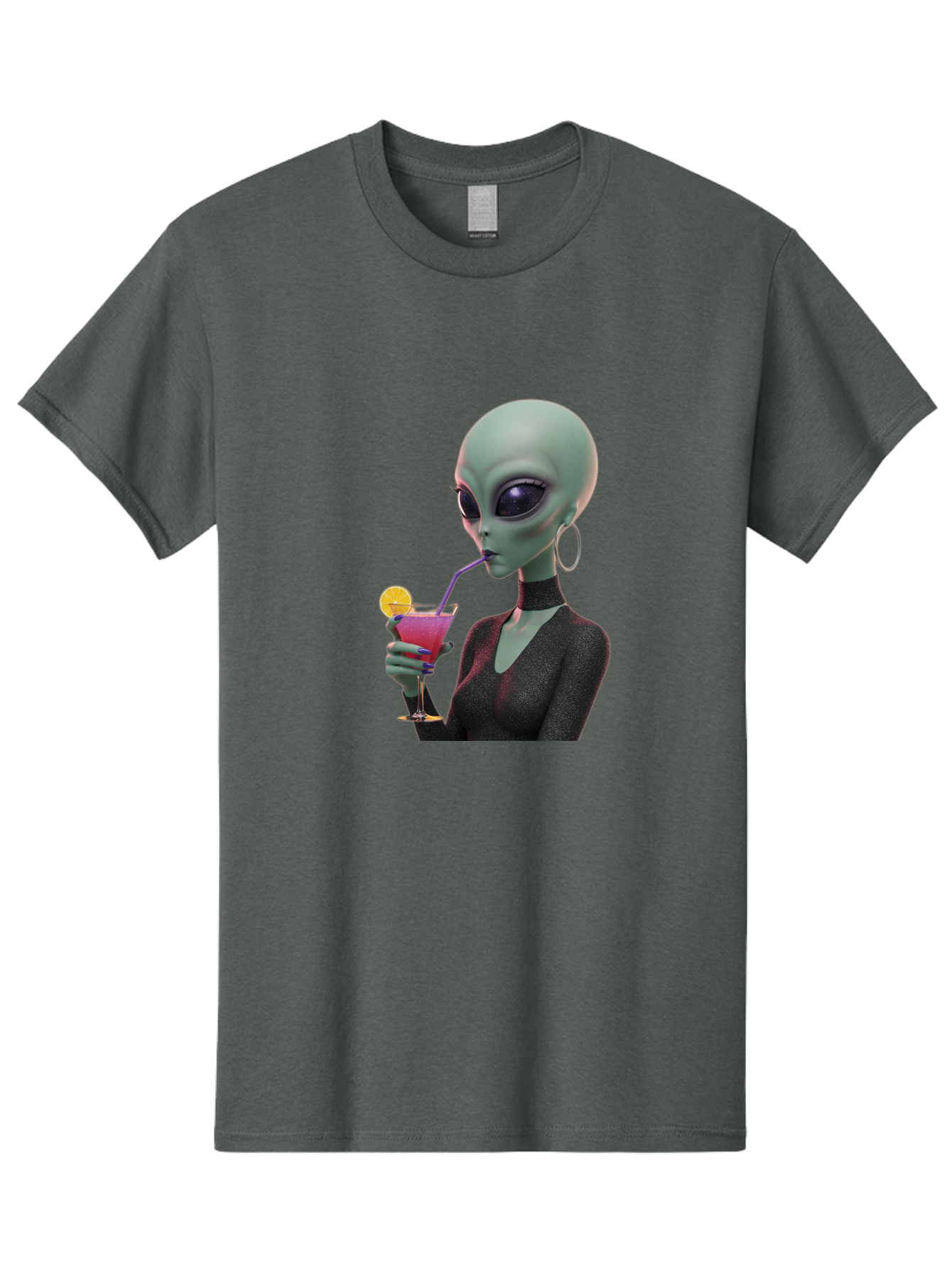 Alien-Drinking-Cocktail Men'S Graphic Tee, 100% Cotton, Comfortable Casual Summer Wear, Machine Washable, Vintage Camera, Old Camera, Antique Camera, Black Camera, Classic Photography, Photography Equipment, Nostalgic Device, Film Camera, Bal685