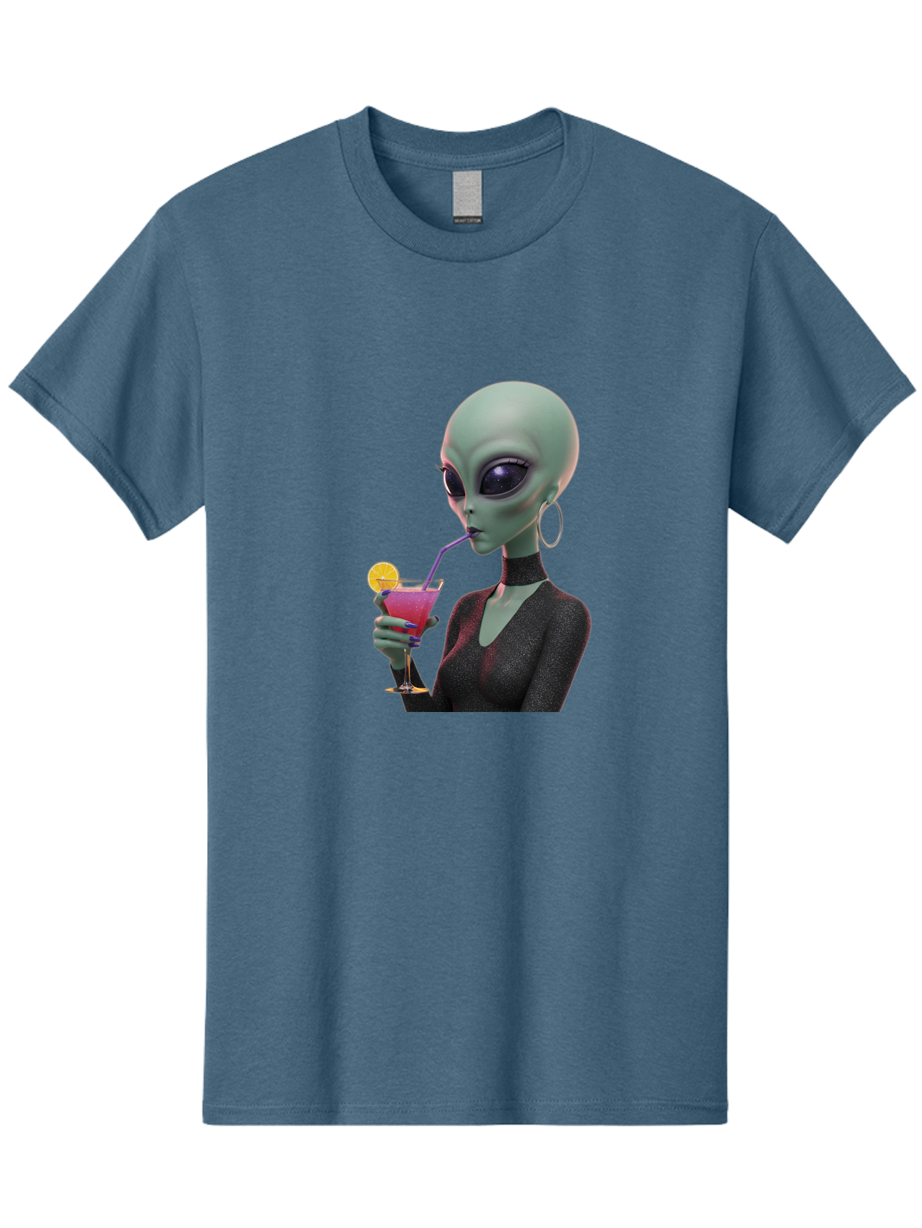 Alien-Drinking-Cocktail Men'S Graphic Tee, 100% Cotton, Comfortable Casual Summer Wear, Machine Washable, Vintage Camera, Old Camera, Antique Camera, Black Camera, Classic Photography, Photography Equipment, Nostalgic Device, Film Camera, Bal685