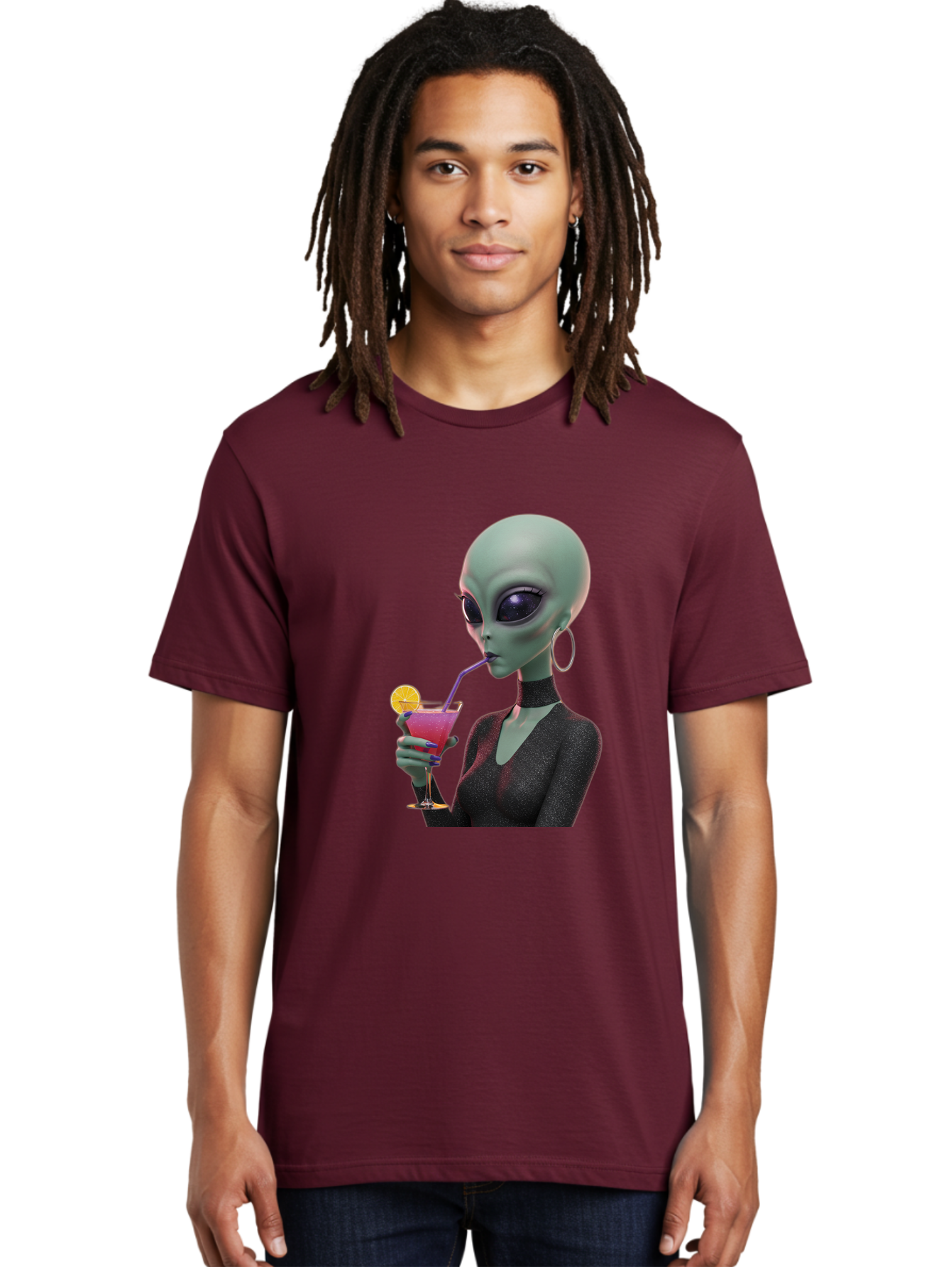 Alien-Drinking-Cocktail Men'S Graphic Tee, 100% Cotton, Comfortable Casual Summer Wear, Machine Washable, Vintage Camera, Old Camera, Antique Camera, Black Camera, Classic Photography, Photography Equipment, Nostalgic Device, Film Camera, Bal685