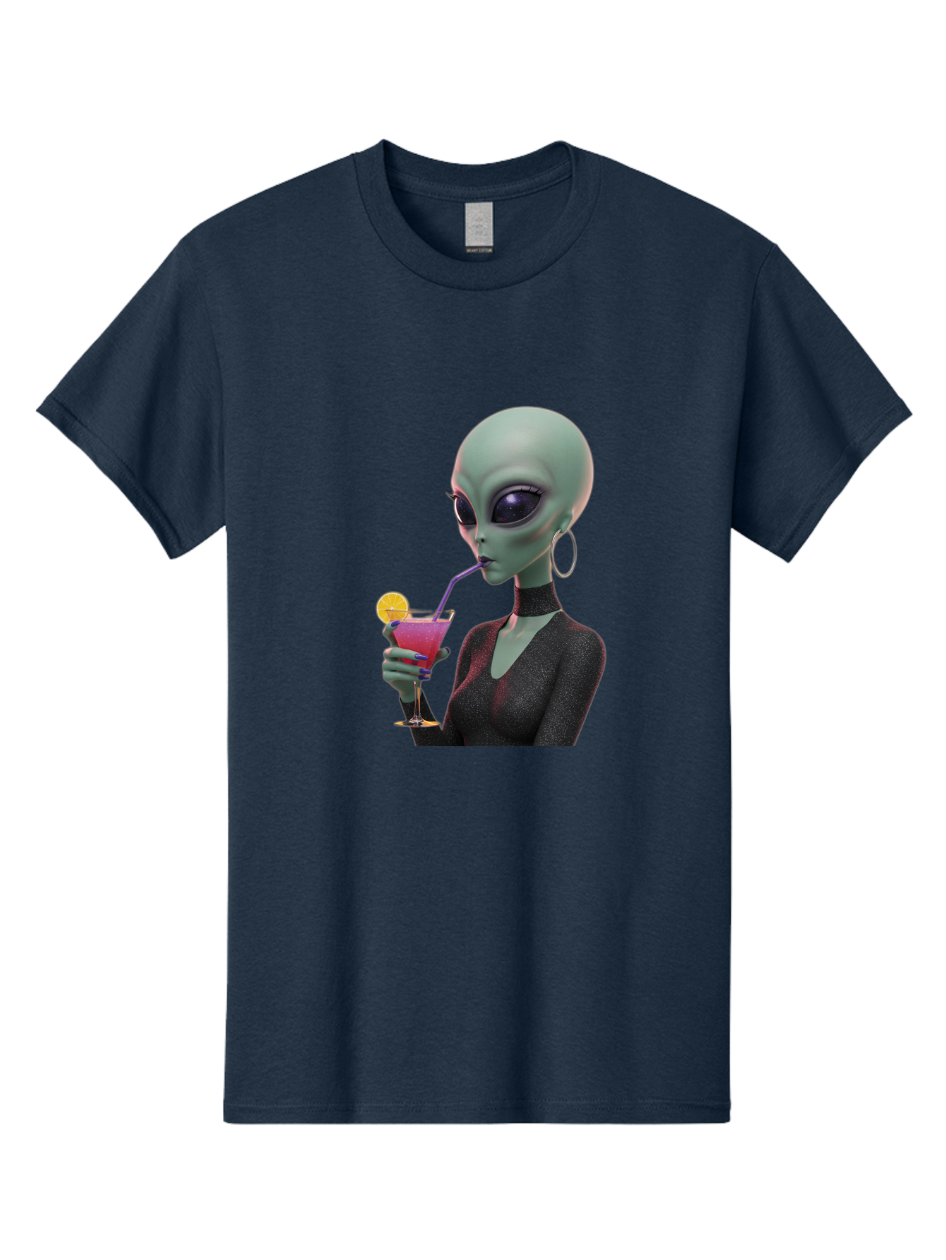 Alien-Drinking-Cocktail Men'S Graphic Tee, 100% Cotton, Comfortable Casual Summer Wear, Machine Washable, Vintage Camera, Old Camera, Antique Camera, Black Camera, Classic Photography, Photography Equipment, Nostalgic Device, Film Camera, Bal685