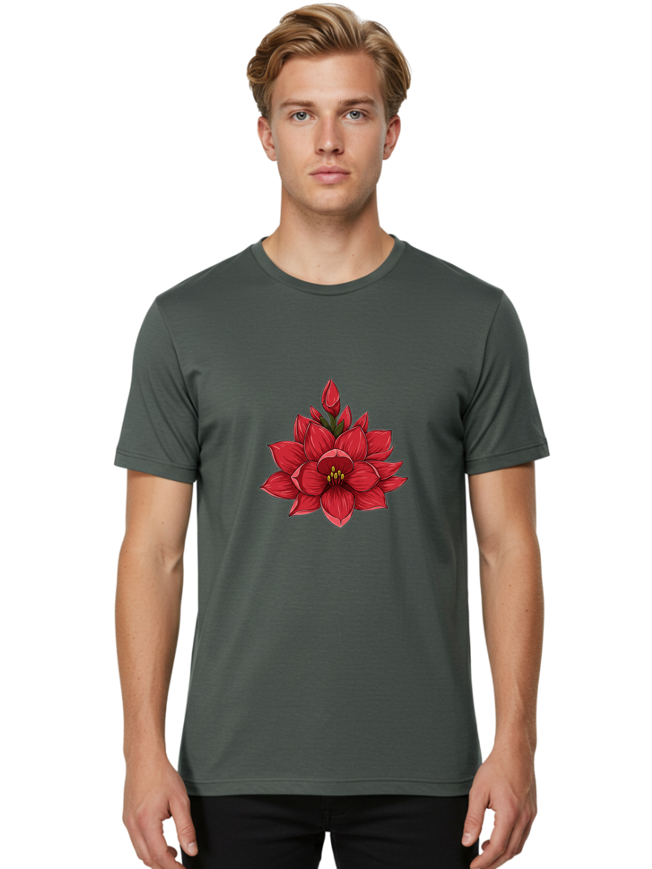 Amaryllis-Flower Men'S Graphic Tee, 100% Cotton, Comfortable Casual Summer Wear, Machine Washable, Vintage Camera, Old Camera, Antique Camera, Black Camera, Classic Photography, Photography Equipment, Nostalgic Device, Film Camera, Camera Art Bal689
