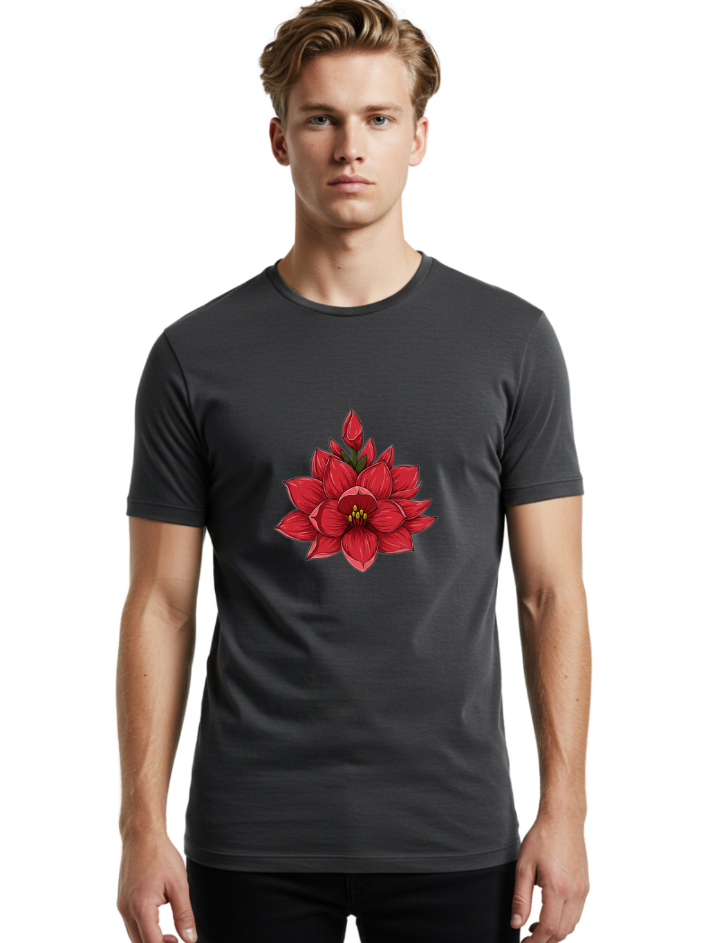 Amaryllis-Flower Men'S Graphic Tee, 100% Cotton, Comfortable Casual Summer Wear, Machine Washable, Vintage Camera, Old Camera, Antique Camera, Black Camera, Classic Photography, Photography Equipment, Nostalgic Device, Film Camera, Camera Art Bal689