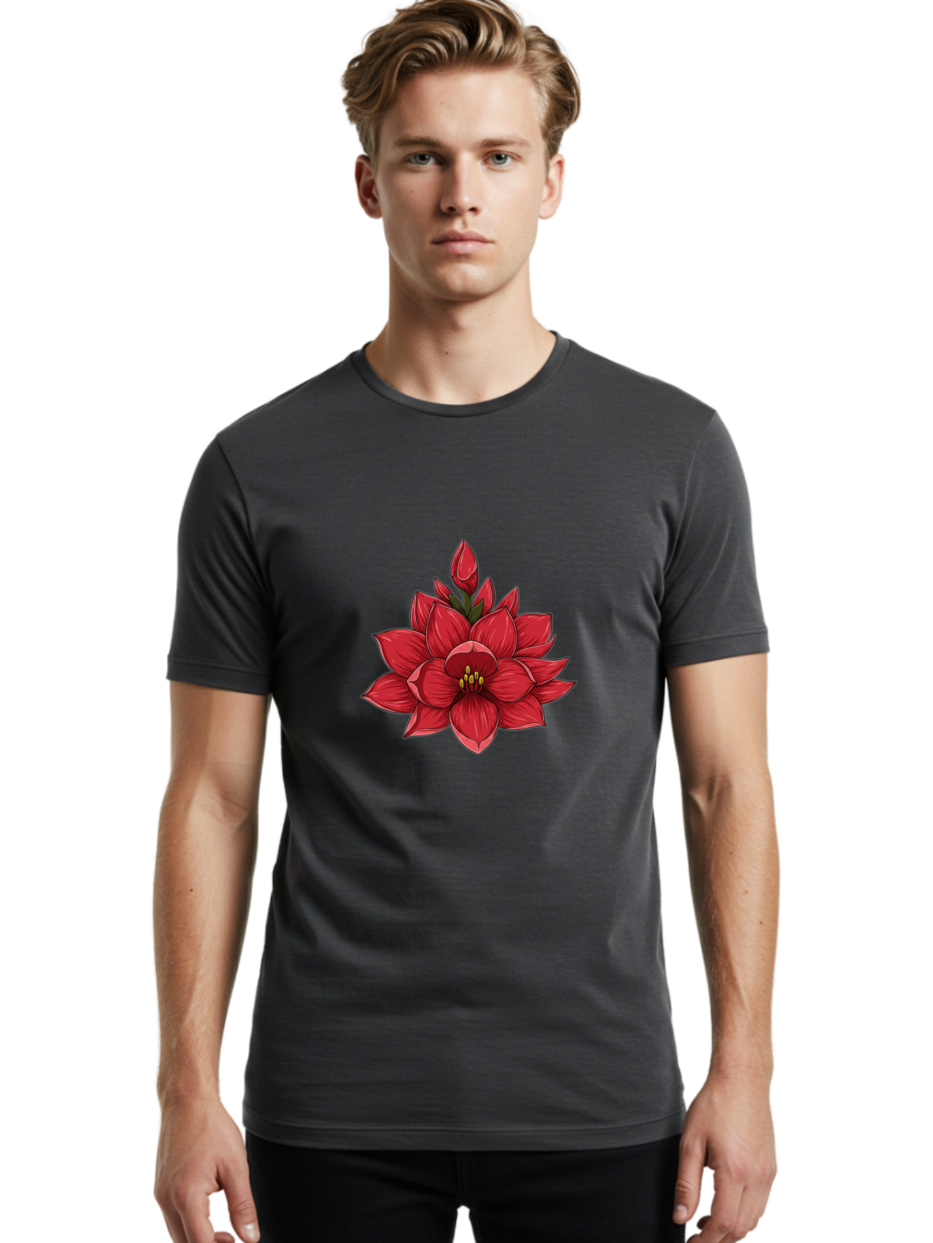 Amaryllis-Flower Men'S Graphic Tee, 100% Cotton, Comfortable Casual Summer Wear, Machine Washable, Vintage Camera, Old Camera, Antique Camera, Black Camera, Classic Photography, Photography Equipment, Nostalgic Device, Film Camera, Camera Art Bal689