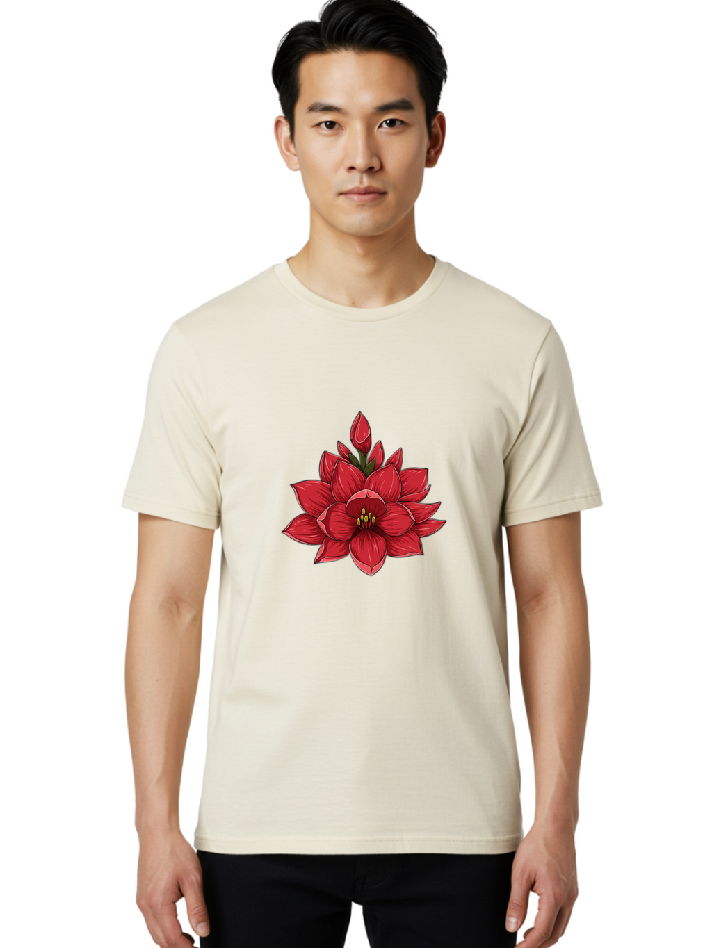 Amaryllis-Flower Men'S Graphic Tee, 100% Cotton, Comfortable Casual Summer Wear, Machine Washable, Vintage Camera, Old Camera, Antique Camera, Black Camera, Classic Photography, Photography Equipment, Nostalgic Device, Film Camera, Camera Art Bal689