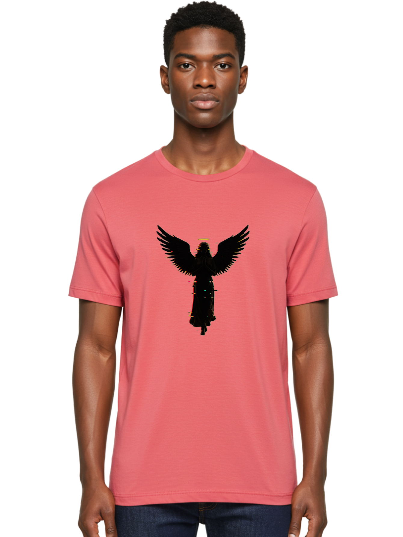 Angel-Silhouette Men'S Graphic Tee, 100% Cotton, Comfortable Casual Summer Wear, Machine Washable, Vintage Camera, Old Camera, Antique Camera, Black Camera, Classic Photography, Photography Equipment, Nostalgic Device, Film Camera, Camera Art Bal692