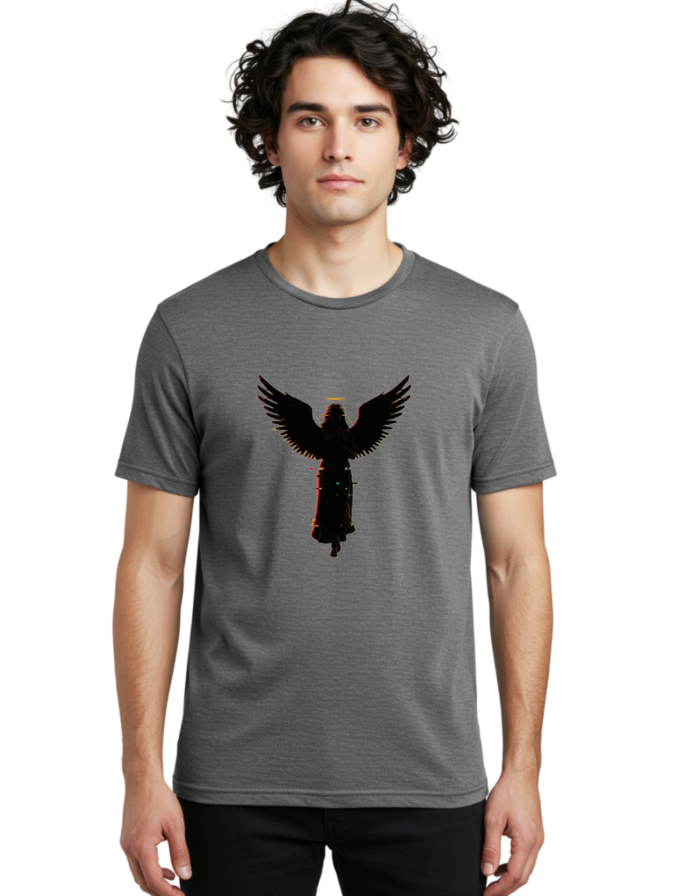 Angel-Silhouette Men'S Graphic Tee, 100% Cotton, Comfortable Casual Summer Wear, Machine Washable, Vintage Camera, Old Camera, Antique Camera, Black Camera, Classic Photography, Photography Equipment, Nostalgic Device, Film Camera, Camera Art Bal692