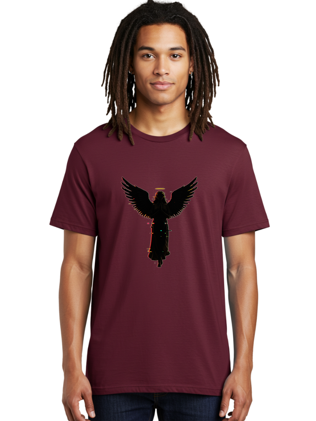 Angel-Silhouette Men'S Graphic Tee, 100% Cotton, Comfortable Casual Summer Wear, Machine Washable, Vintage Camera, Old Camera, Antique Camera, Black Camera, Classic Photography, Photography Equipment, Nostalgic Device, Film Camera, Camera Art Bal692