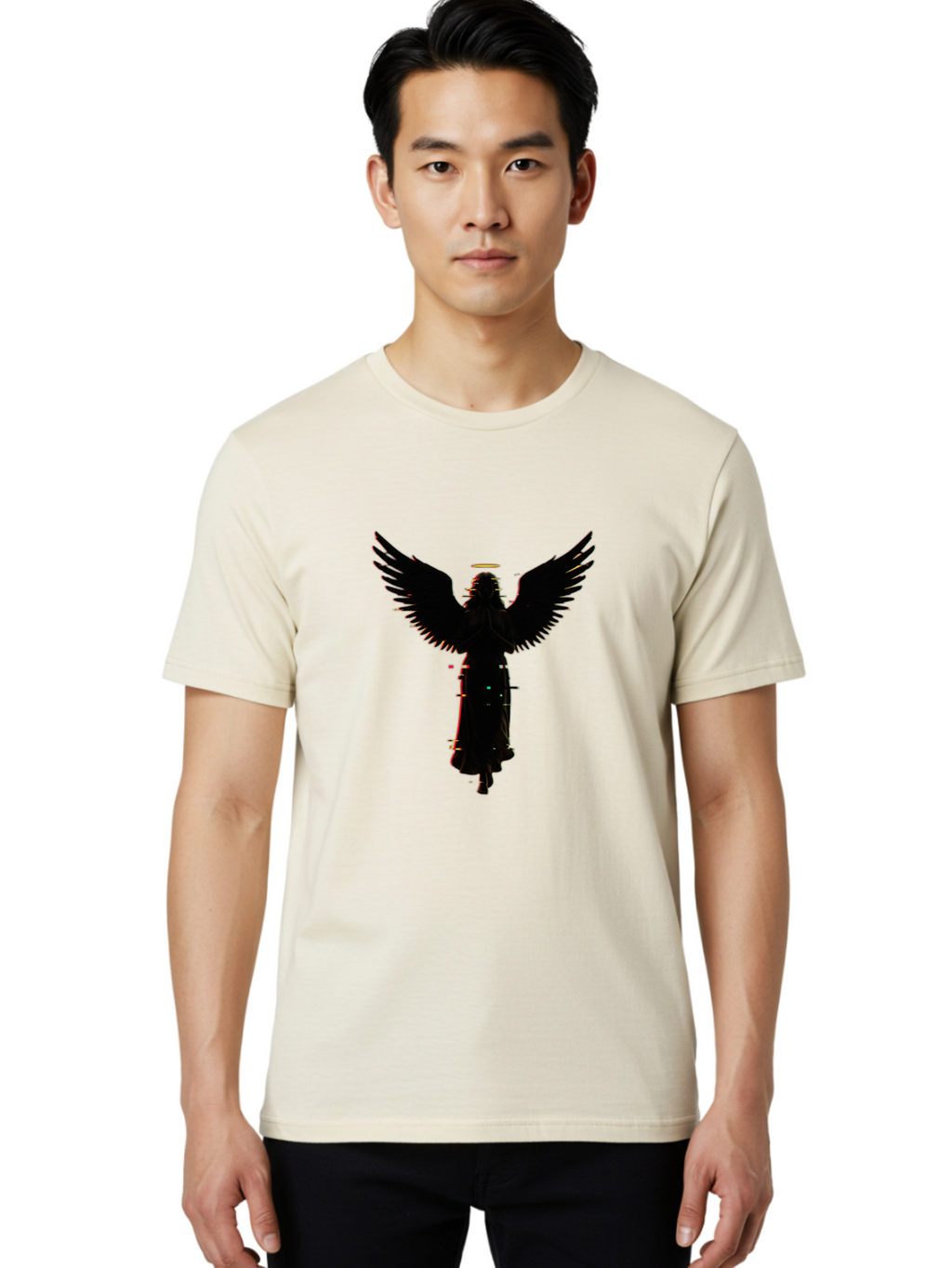 Angel-Silhouette Men'S Graphic Tee, 100% Cotton, Comfortable Casual Summer Wear, Machine Washable, Vintage Camera, Old Camera, Antique Camera, Black Camera, Classic Photography, Photography Equipment, Nostalgic Device, Film Camera, Camera Art Bal692