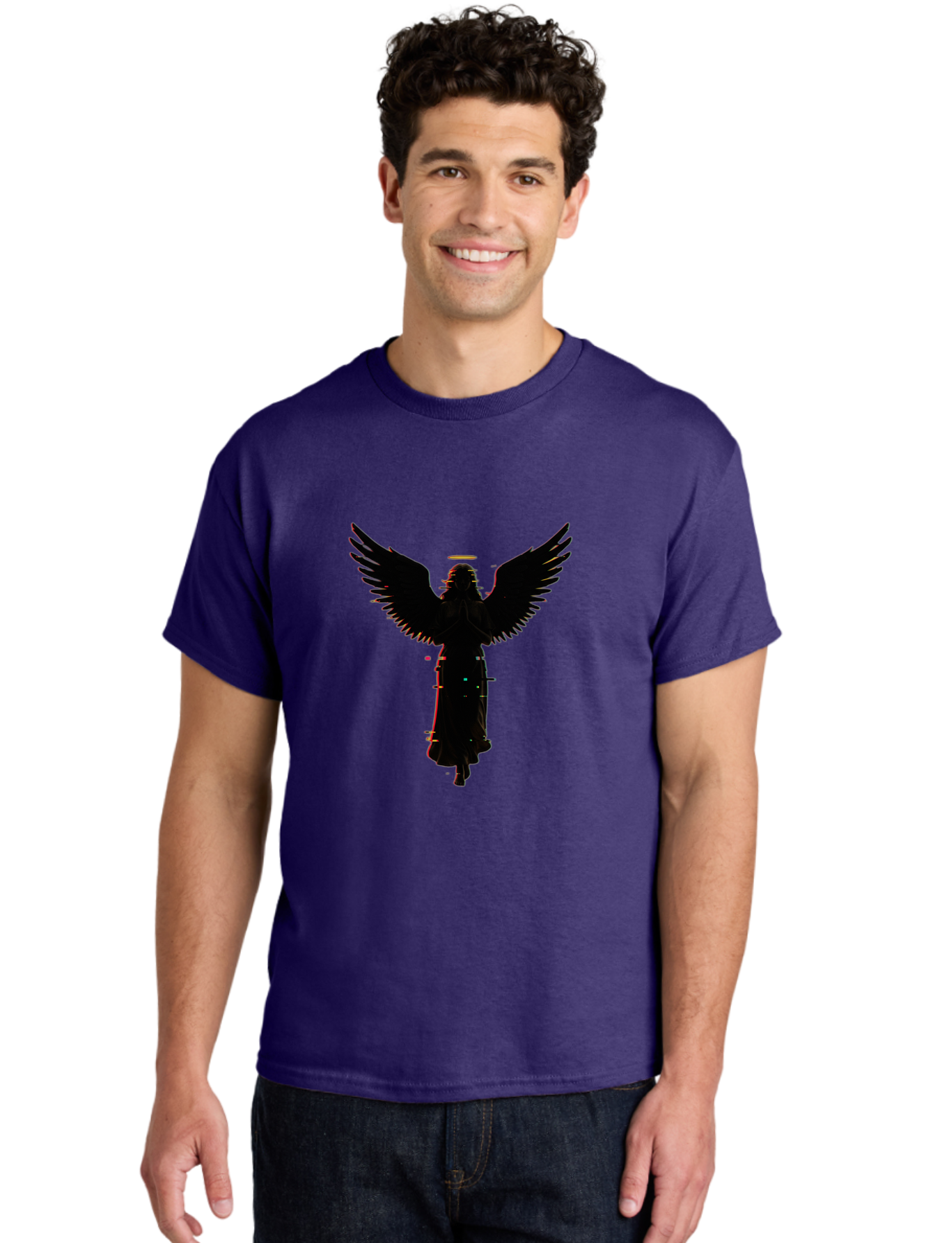 Angel-Silhouette Men'S Graphic Tee, 100% Cotton, Comfortable Casual Summer Wear, Machine Washable, Vintage Camera, Old Camera, Antique Camera, Black Camera, Classic Photography, Photography Equipment, Nostalgic Device, Film Camera, Camera Art Bal692